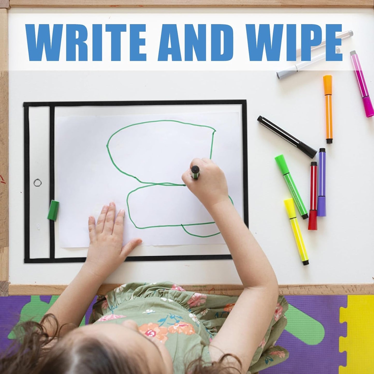 Heavy Duty Sheet Protectors 8.5 x 11 Job Ticket Holders, 30 Pack Dry Erase Pockets Plastic Paper Sleeves Clear Sleeves for Paper Clear Document Protectors for Shop Office Classroom Home, Black