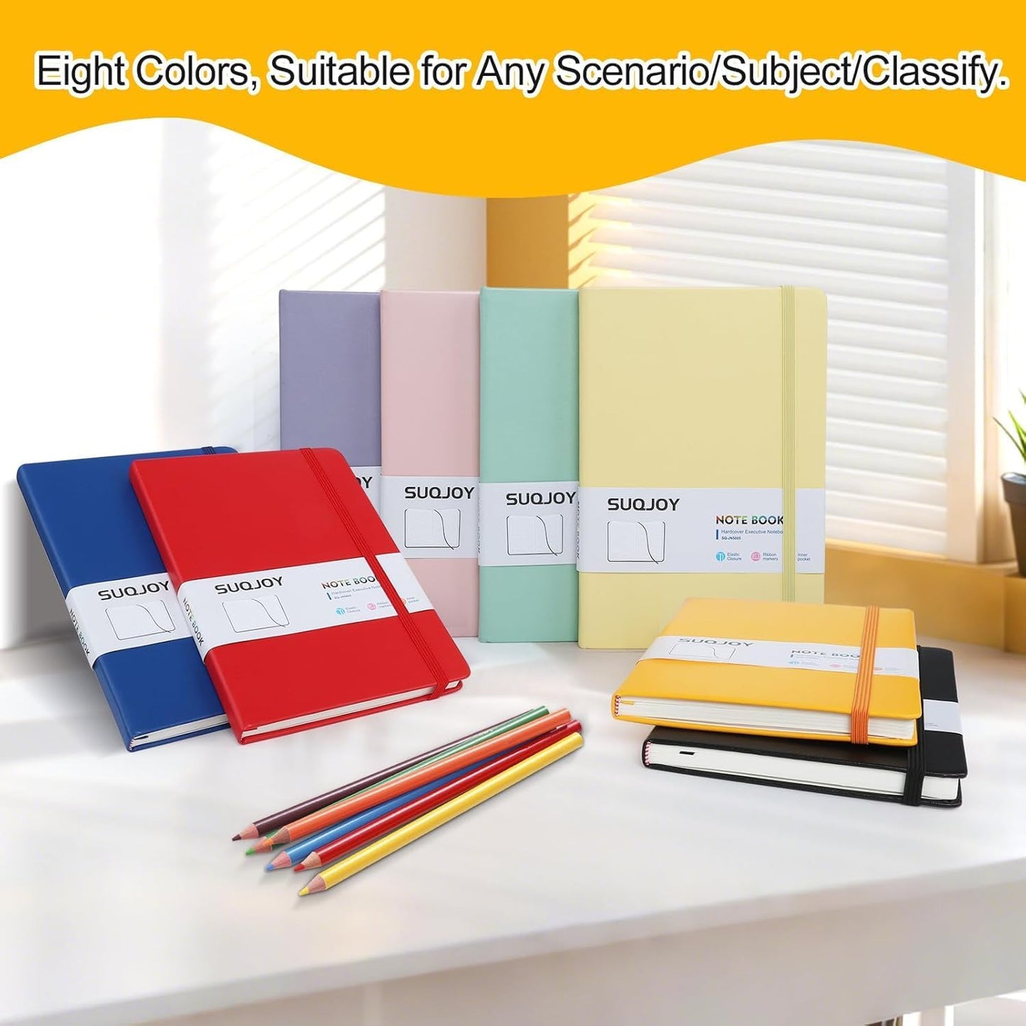 Lined Journal Notebooks, 160 Pages, 5.5x 8.2-Inch Journals for Women Men, Hardcover Notebook with 100 gsm Thick Paper, A5 Size College Ruled Notebook for Writing/Travel/Work (Red, 6 Pack)