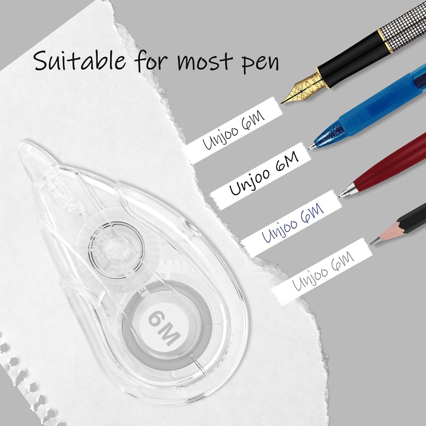 White Correction Tape Dispenser, Easy To Use Applicator for Instant Corrections, For school, Office (12pack, 6M/256, Tape Width 0.2in)