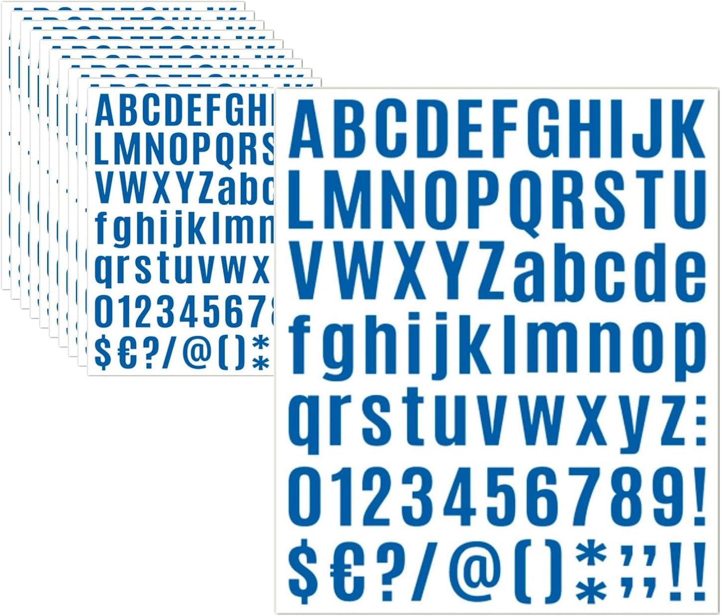 10 Sheets Letter & Number Stickers, Alphabet & Mailbox Numbers - 1 inch Vinyl Self-Adhesive, Cup Labels & Party Decoration (Blue)