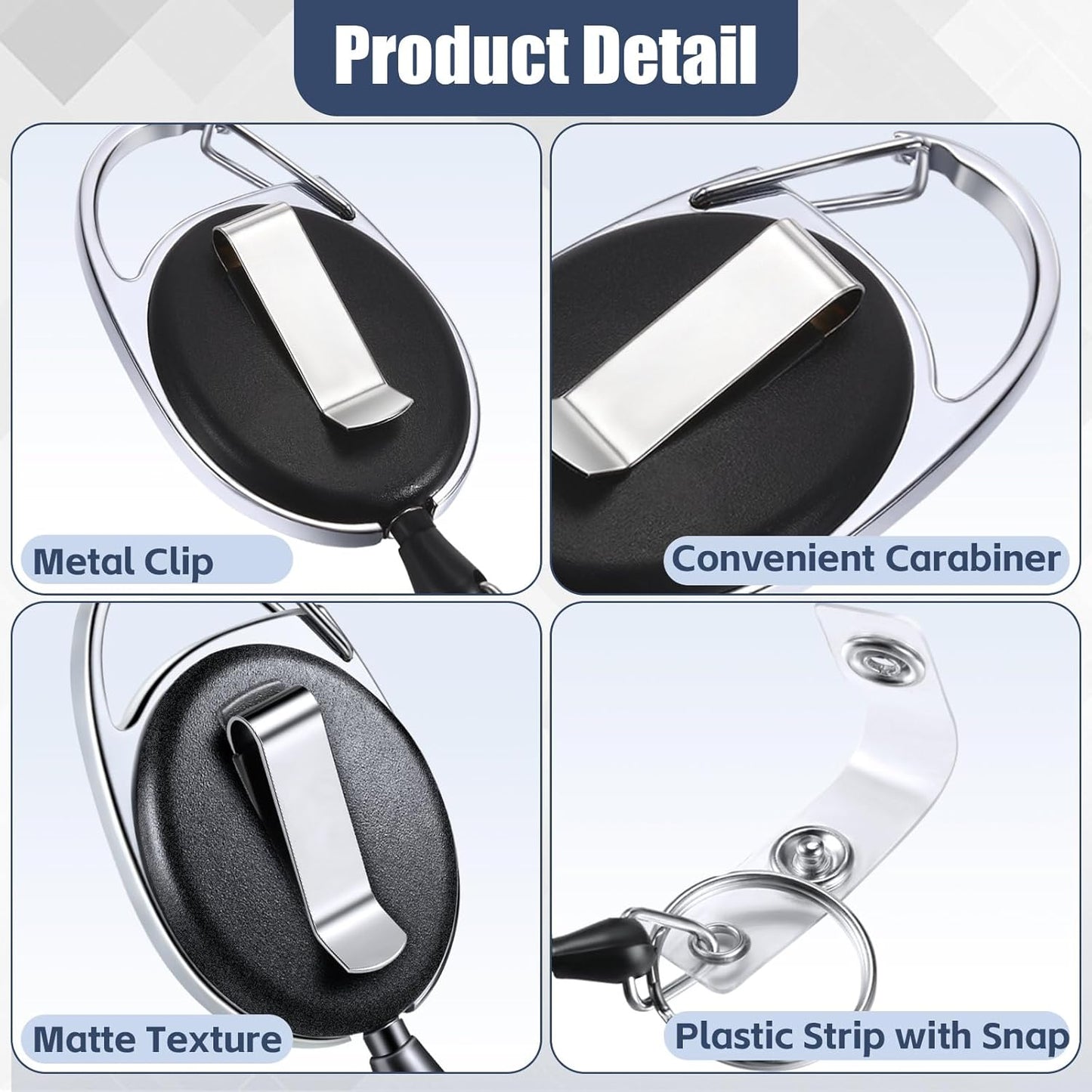 Honoson 170 Pcs Heavy Duty Retractable Badge Reels Batch ID Badge Holder Retractable Clip Bulk Key Holder with Ring for Office Worker Employee, Doctor Nurse Gifts (Black)