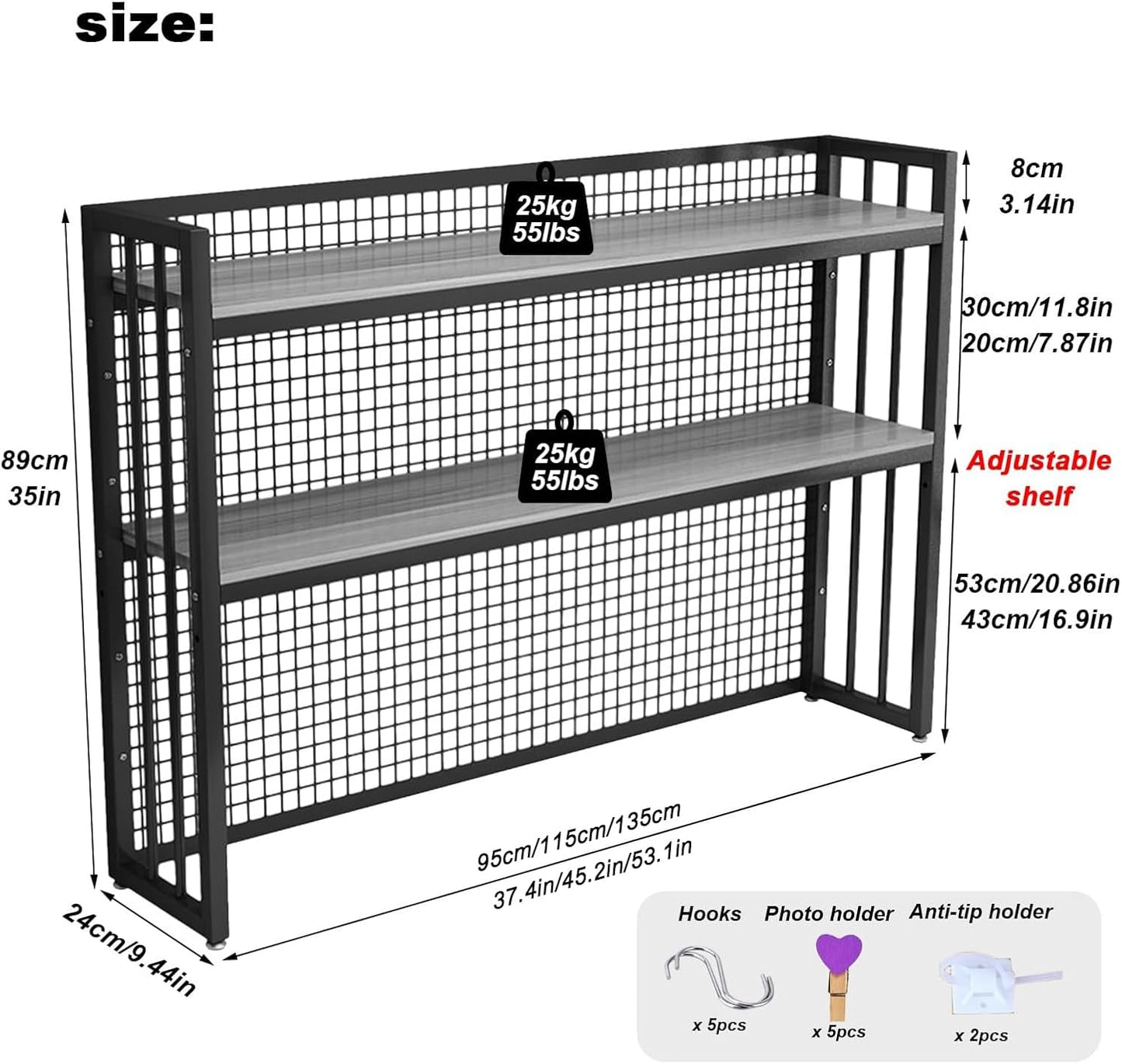 FPIGSHS Adjustable Desk Bookshelf Organizer Rack, Desktop Bookcase for Computer Desk，Office Supplies Organizers and Accessories Storage Display Shelf (E, 115cm)