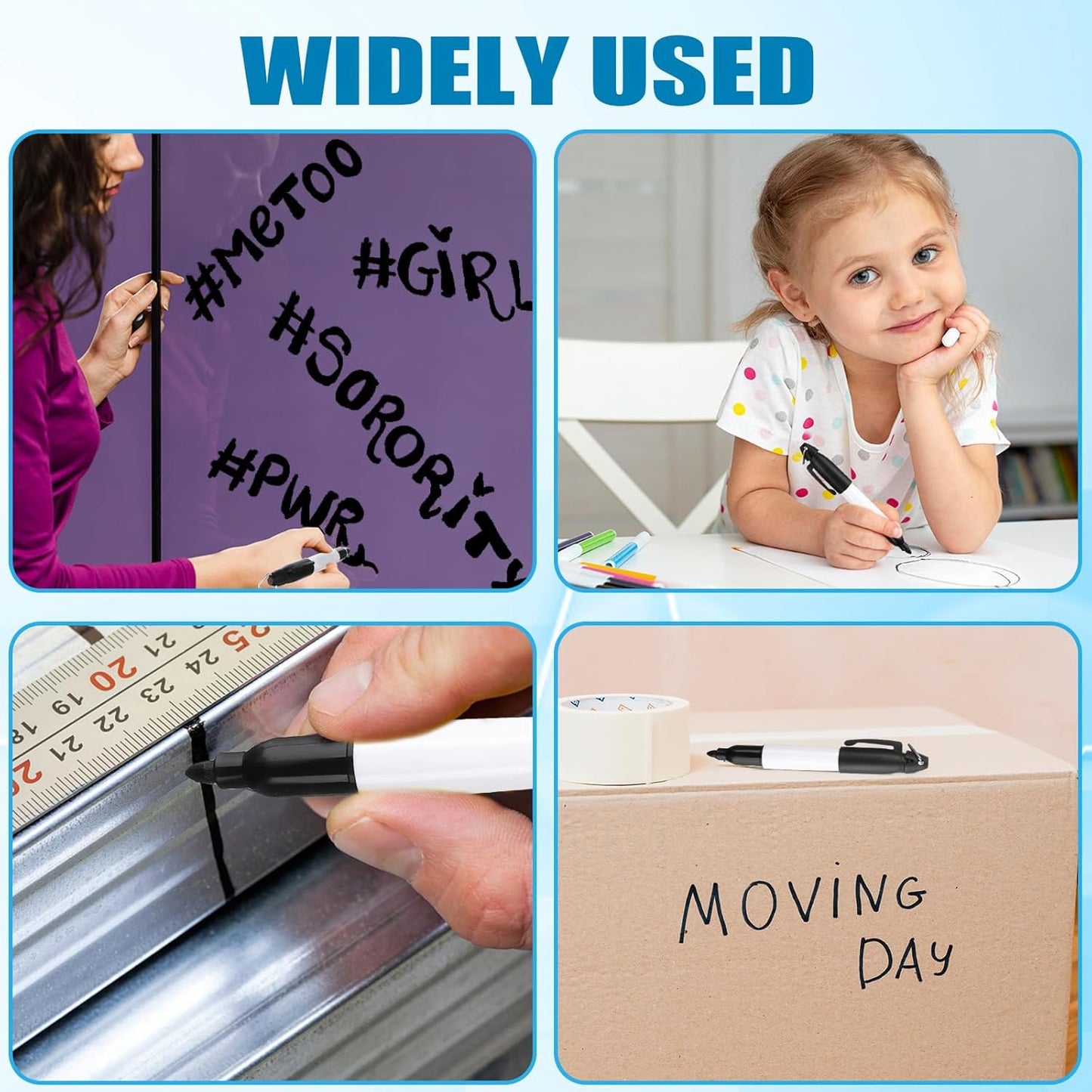 20Pcs Mini Flashlight Keychain Permanent Marker Keychain Mini Keychain Flashlights & Permanent Marking Pens LED Keychain Flashlight Mini LED Keychain Light Black Marker Pens