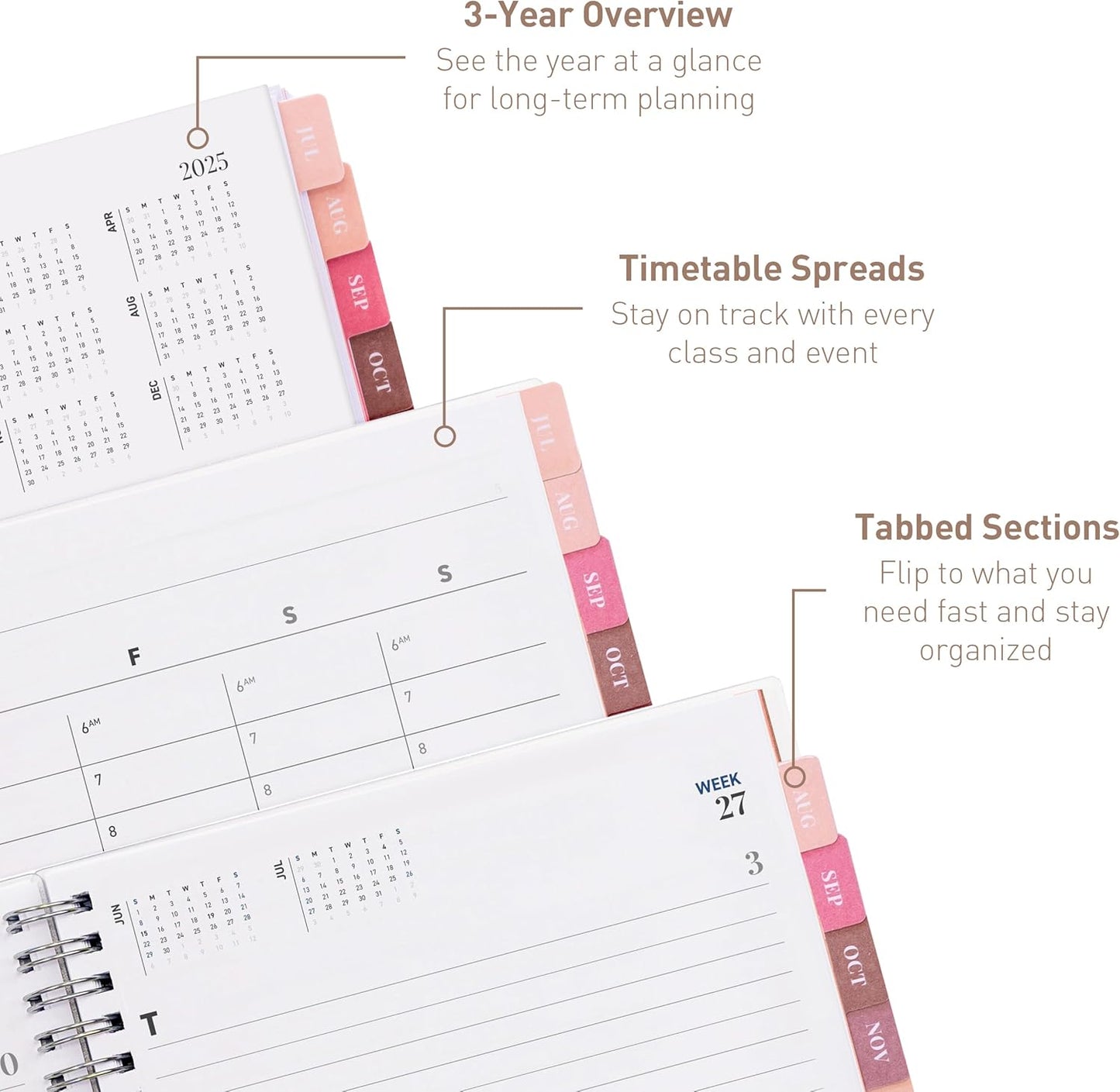 Rileys Academic Planner 2025-2026, Daily, Weekly & Monthly Planner, July 2025 - June 2026, Student Notes Pages, Twin-Wire Binding, Weekly Agenda for School & Work (8 x 6-Inches, Blue, Classic)