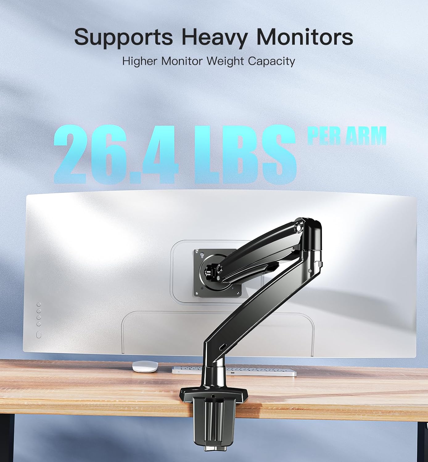 HUANUO Heavy Duty Monitor Arm for 40-Inch Ultrawide/Curved Screens, Full Motion Adjustable Monitor Mount with Aircraft-Grade Aluminum, Holds 26.4lbs, VESA 75x75/100x100mm