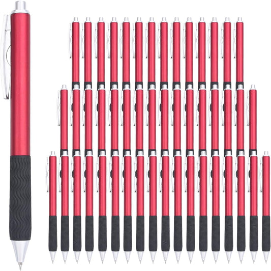 HZIDYAKE Gel Pens Bulk, 50 Black Ink Gel Pens, Smooth Writing Without Losing Ink, 0.5mm Fine Tip for Schools, Offices, Nurses Notes Office Supplies (Red Body)