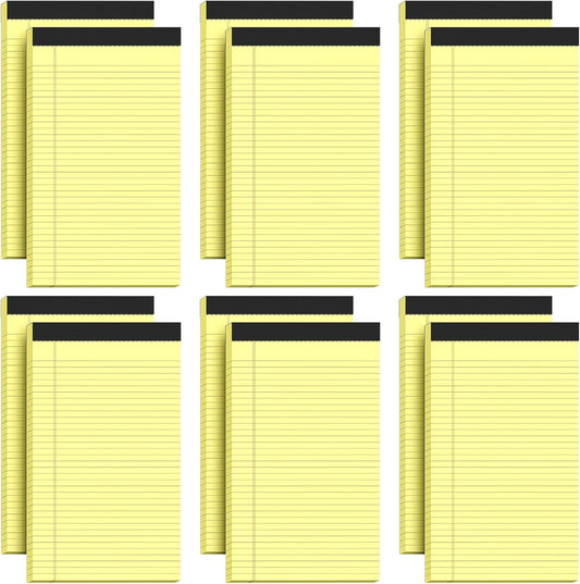 Legal Pads 8.5 x 14, Wide Ruled Legal Pads, 12 Pack Yellow Paper 8.5 x 14, 30 Sheets per Notepad, Large Writing Pad for Office Supplies, College, Micro Perforated Lined Writing Pads, 70 GSM