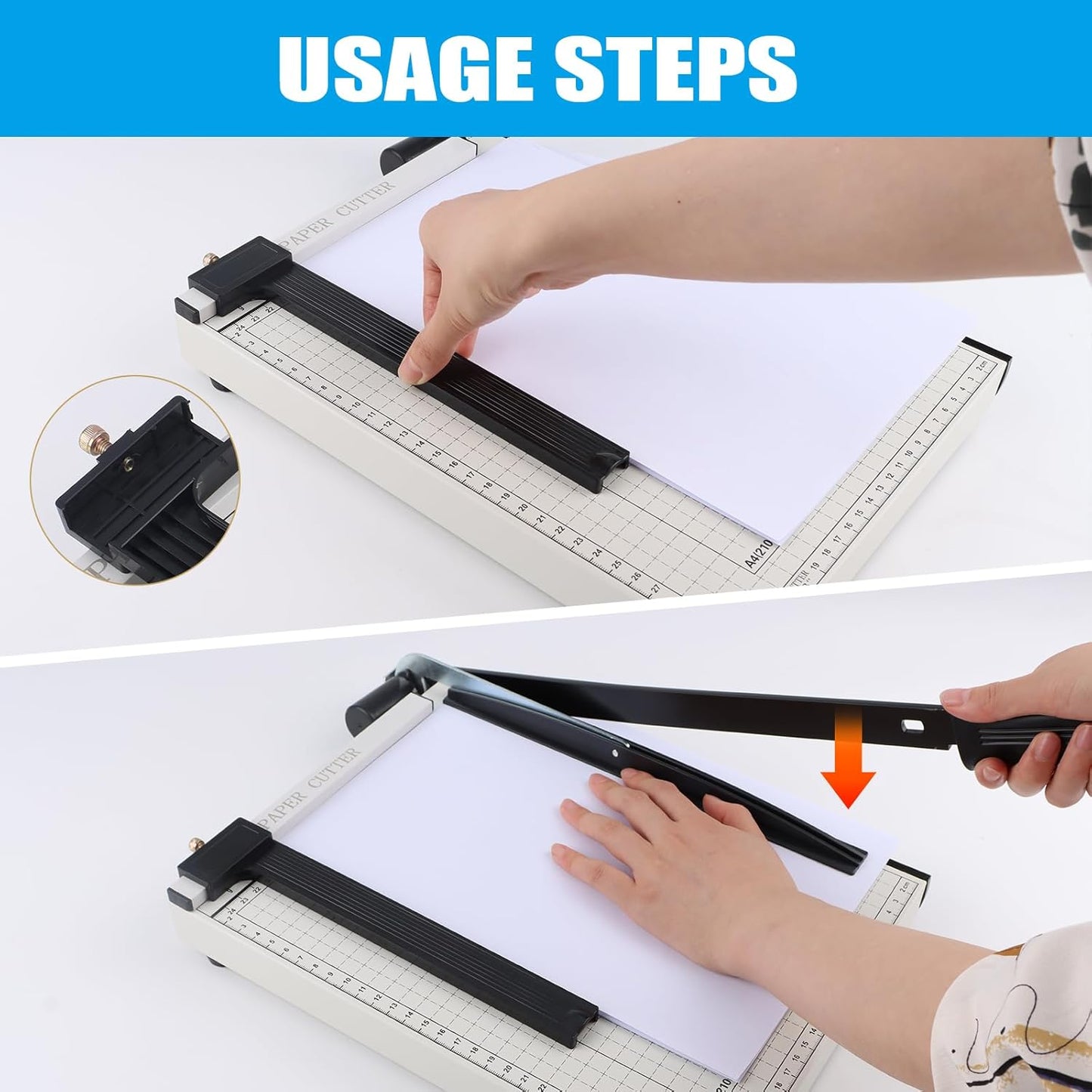 12" Guillotine Paper Cutter, Heavy Duty Paper Trimmer Cutter 12-Sheet Capacity Trimmer with Corner Rounder for Cardstock, Photos, Cardboard, Crafts