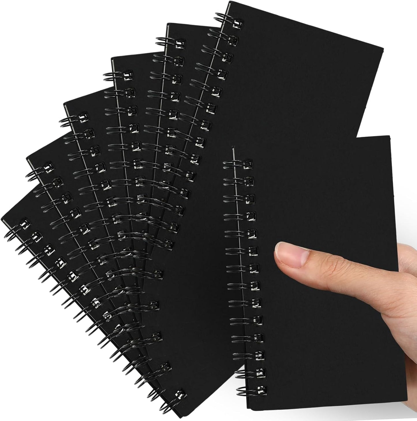 Jutom 6 Pcs Small Spiral Notebooks Memo Pads 3x5 Bulk Small Pocket Notebooks Mini Notepads with Lined Pages Mini Journals for Office Back to School Work Writing Supplies, 120 Pages (Black)