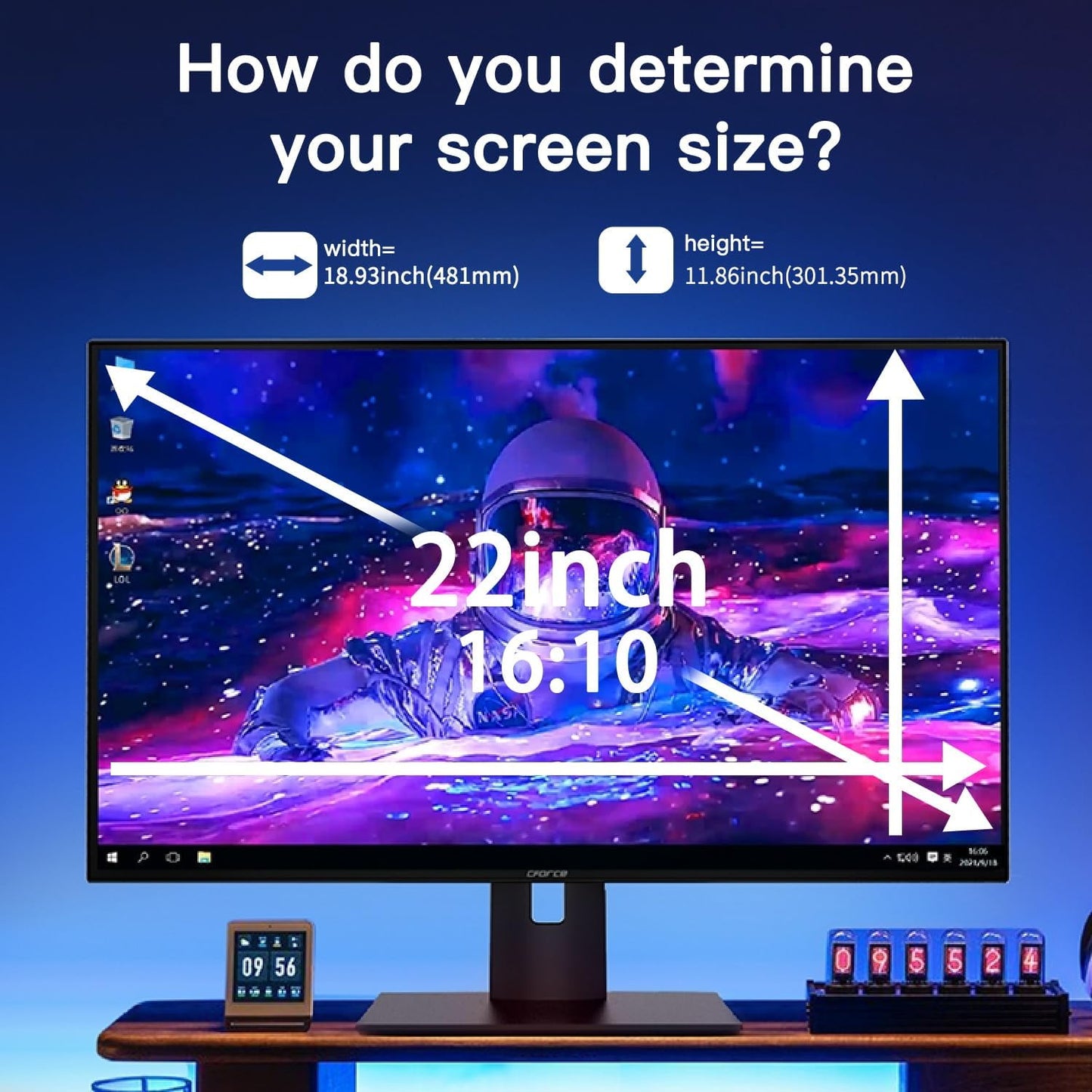 2 Pack Magnetic Hanging Computer Privacy Screen 22 Inch for 16:10 Widescreen Monitor, Removable Privacy Screen Anti Glare Blue Light Computer Screen Privacy Shield, Anti-Scratch 22 in Protector Film