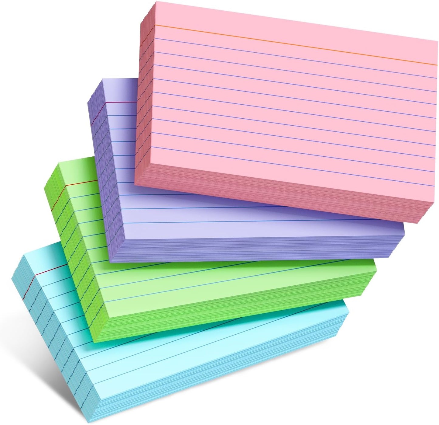 Colored Index Cards 3x5 Inch - 200 Pack, Ruled Index Flash Cards for Studying, 180GSM Lined Index Note Cards 3x5 Index Cards, Colored Flashcards 3 x 5 Notecards Lined Study Card for Office and School