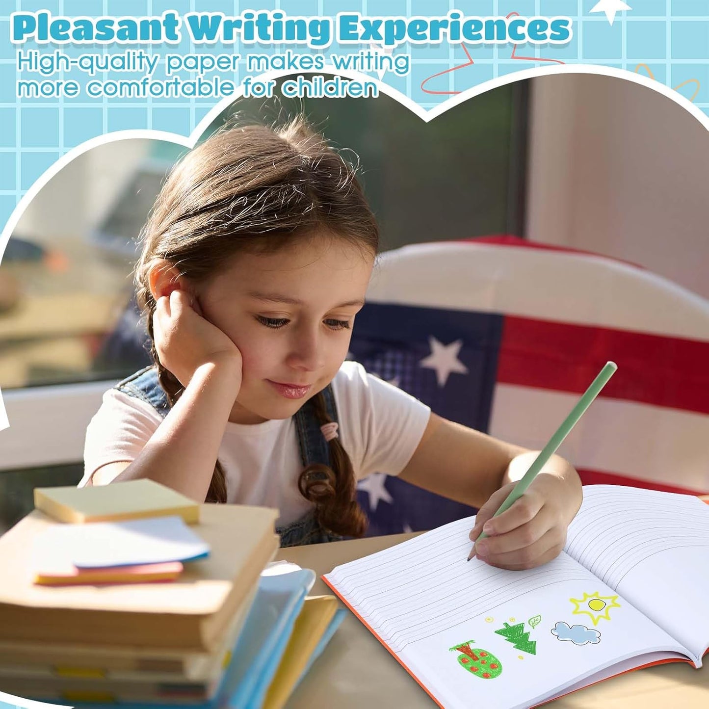 Henoyso 12 Pcs 120 Pages Primary Composition Notebooks K-2 9 3/4 x 7 1/2 Inch Journals Primary Journals Blank Books for Kids to Write Stories Kindergarten (Colorful)