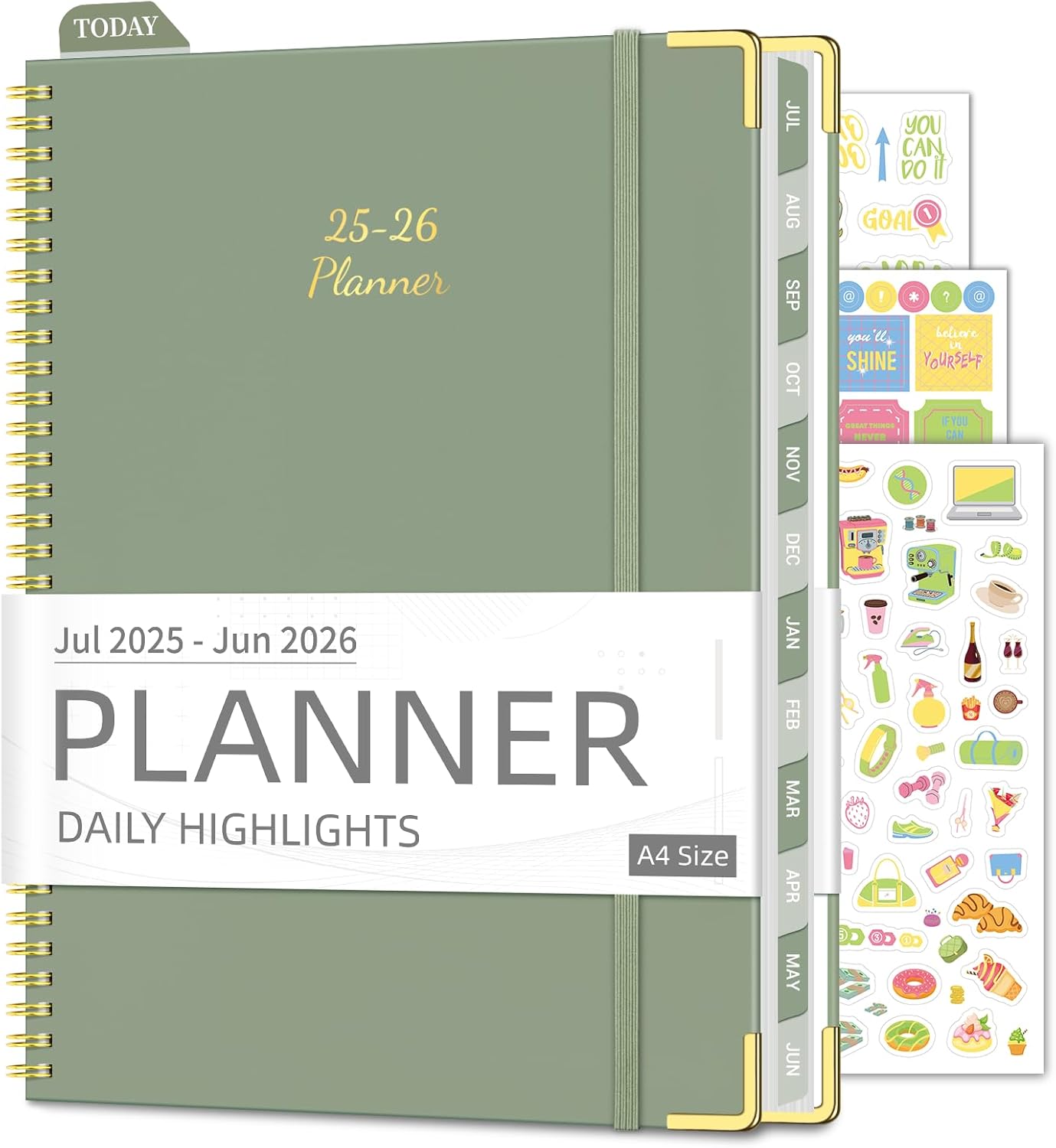 Academic Planner 2025-2026 (8.5" x 11") - Weekly & Monthly Planner (Jul. 2025 - Jun. 2026), Column View Calendar Organizers, Hardcover Agenda Book with Tabs for Office & School, Green