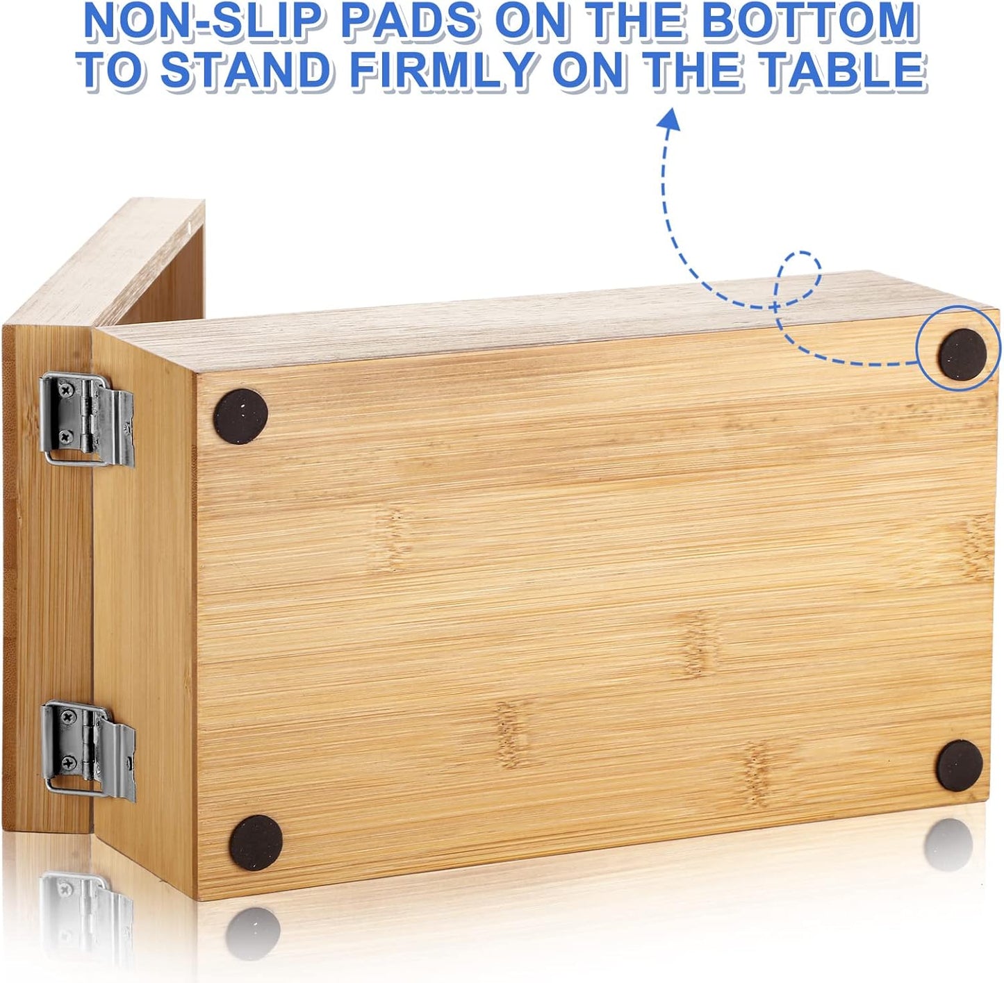 Henoyso 3 x 5 Inches Index Card Holder Set, Bamboo Recipe Box Organizer Index Cards Organizer, 50 Pcs Dividers 2 Sheets Alphabet Number Stickers File Note Holders for Office Business Home Kitchen