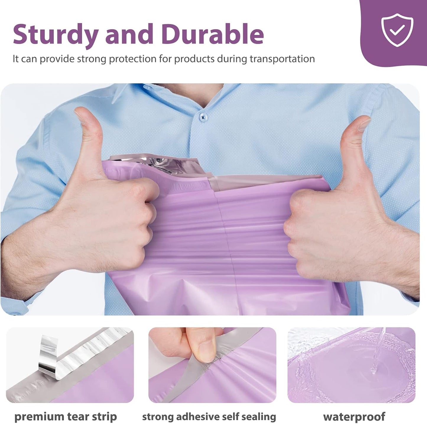 Fuxury Poly Mailers 10x13 Inch 1200 Pcs, Bulk Shipping Bags for Clothing, Strong Adhesive Shipping Envelopes for Small Business Suppliers,Waterproof Mailers Poly Bags Mailing Envelopes Light Purple
