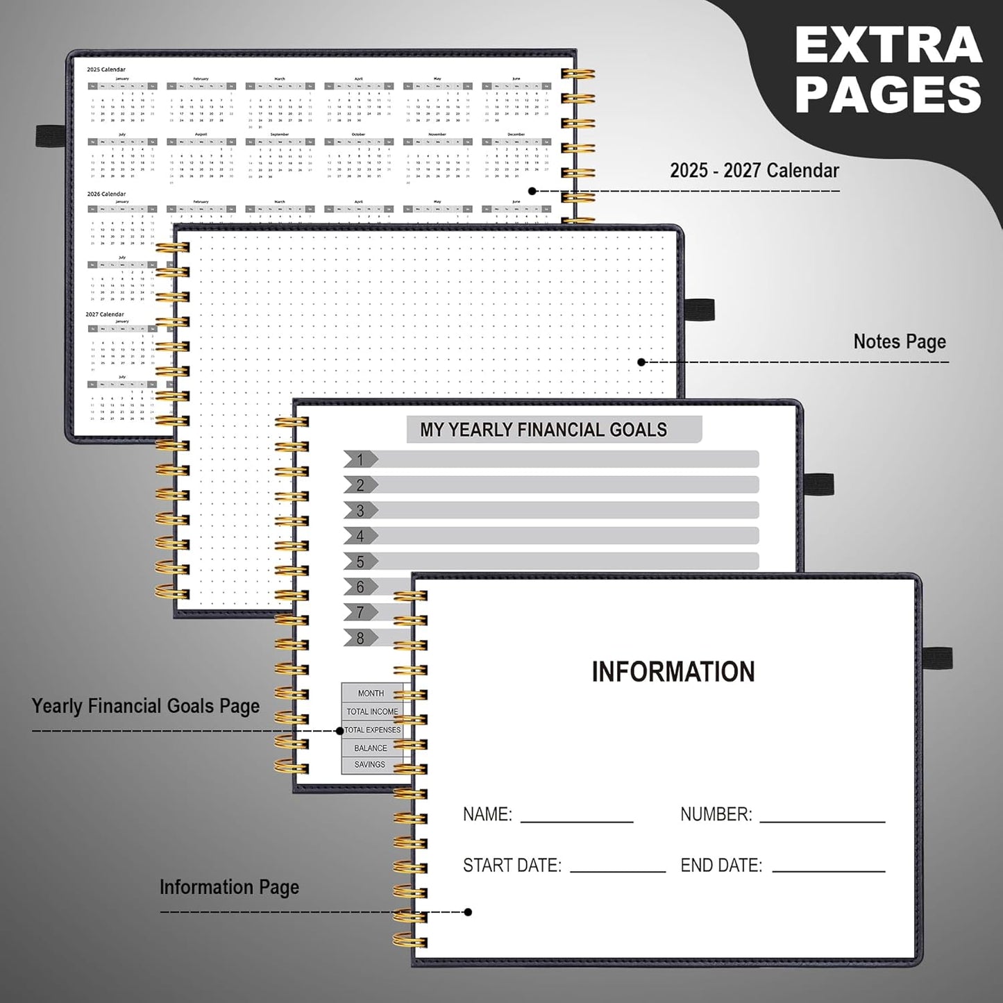HAUTOCO Hardcover Bill Tracker Notebook Horizontal Monthly Bill Payment Organizer for Personal Budgeting Home Finance with 2 Storage Pocket Expense Checklist Tracking Planner 10.78 x 8'', Black