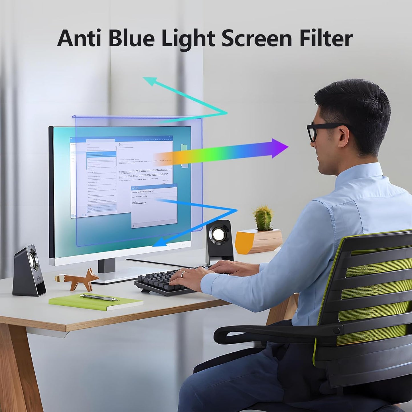 RedANGEL Anti Blue Light Screen Protector for 27 Inches Computer Monitor Hanging Type Blue Light Blocking Filter Anti Scratch Eye Protection Shield for Desktop Computer (BL HT 27 Inches)