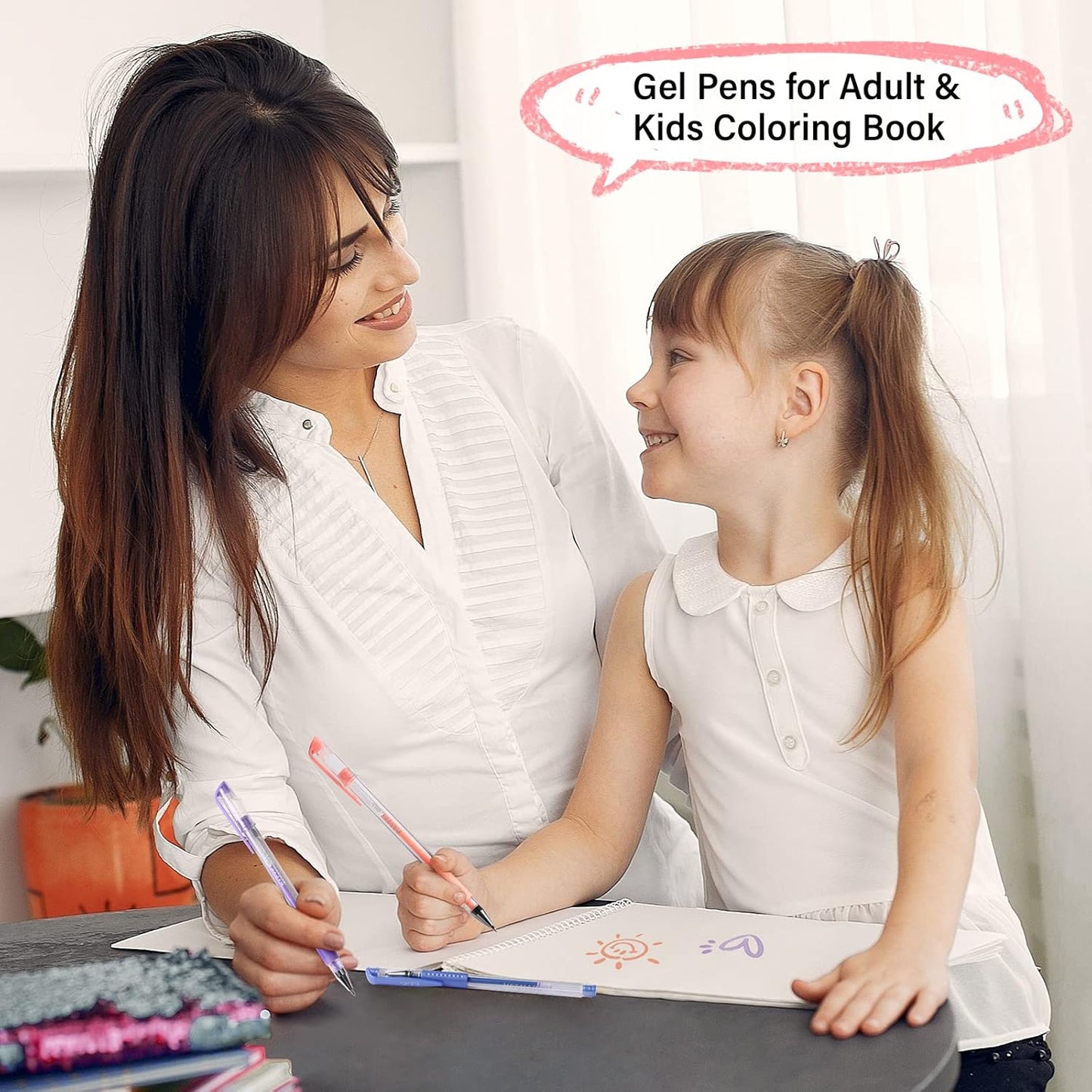 Gel Pens for Adult Coloring Book, 312 Pack Artist Colored Pens with 40% More Ink, Glitter Gel Pens with Case and Coloring Book, Perfect Art Supplies for Adults Kids for Coloring