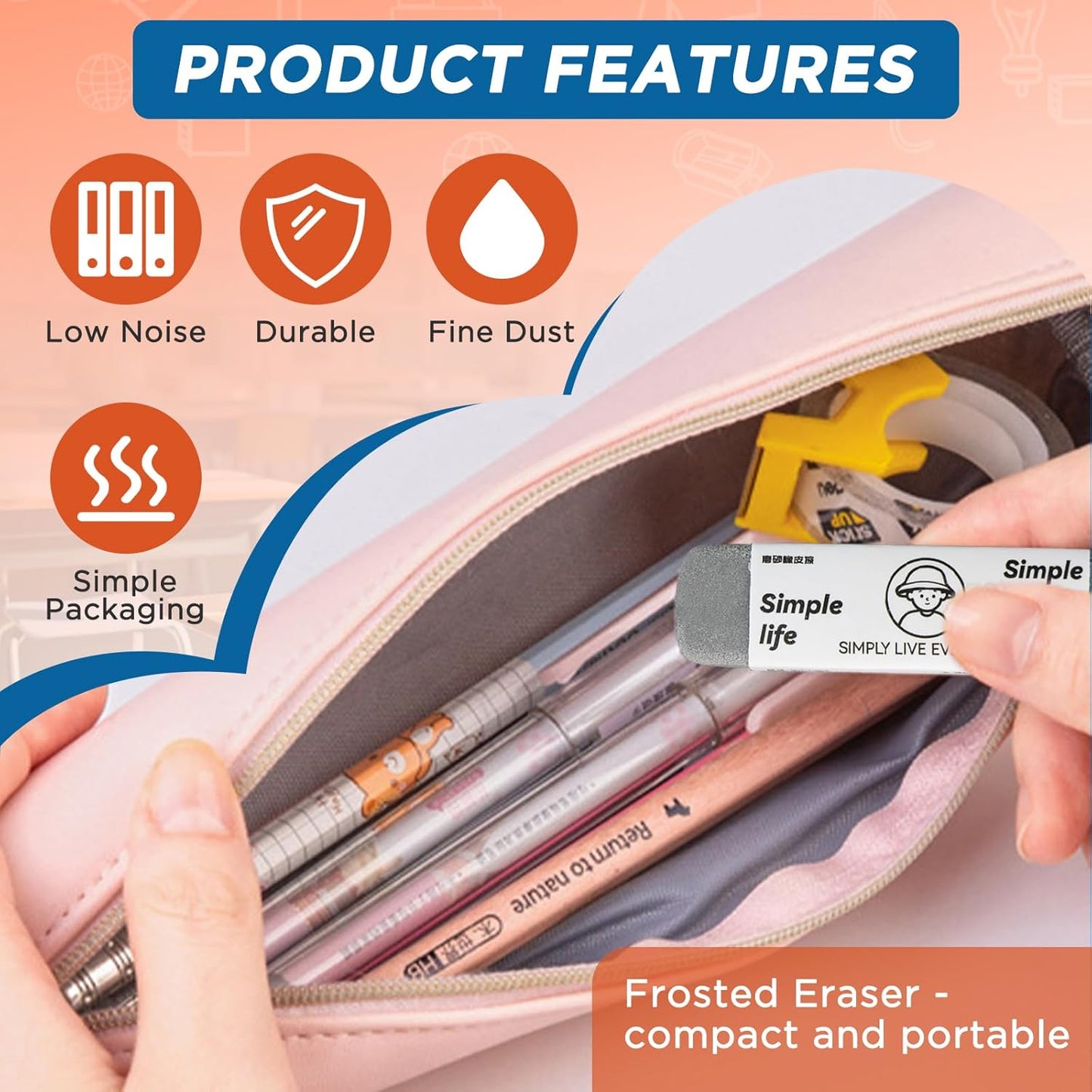 4 - Pack Sand Erasers - Frosted Erasers for Pens, Fountain Pens, and Ink - Special School and Office Supplies for Correction - Colored Pencil and Ink Eraser