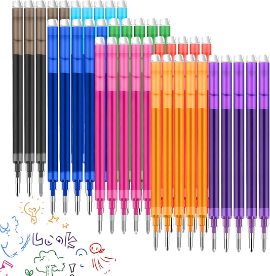 0.7 mm Erasable Gel Ink Pen Refills Compatible with Frixion Friction, Smooth Writing Multicolor Retractable Fine Point Pen Refill for School Office Home Art (8 Colors, 40)