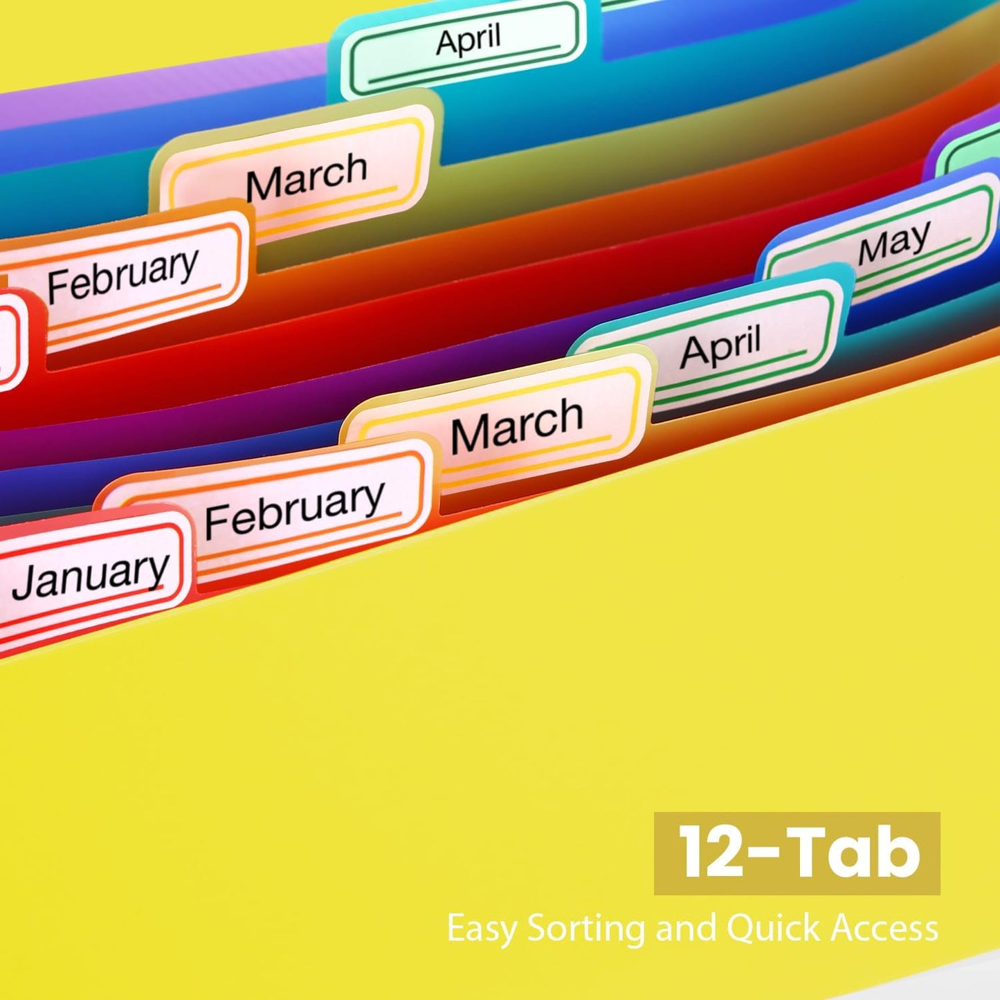 13 Pocket A6 Receipt Organizer, 2 Pack Small Accordion File Organizer, Coupon Organizer with Labels - Yellow