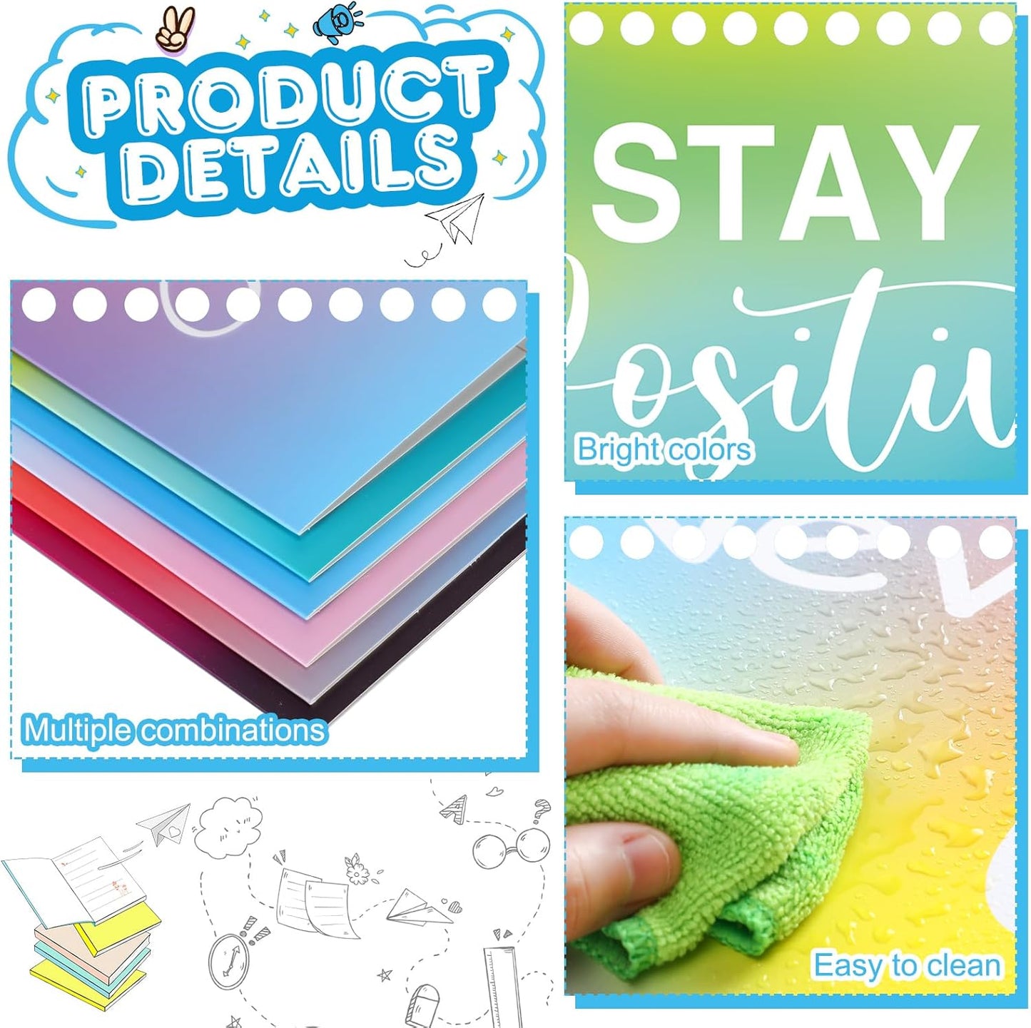 Honoson 24 Pcs Bulk Inspirational Privacy Folders for Students Cardboard Test Privacy Boards Motivational Words Desk Dividers Shield for Classroom School Study Supplies, 6 Styles(Tie Dye)