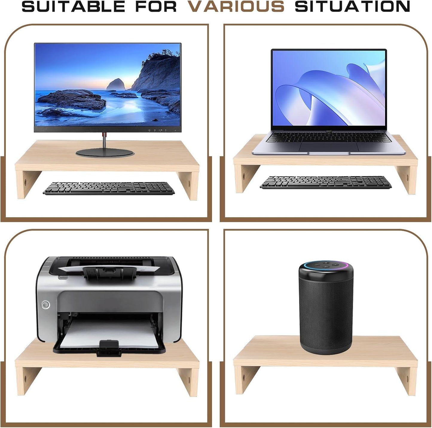 Monitor Stand Riser, Computer Stand, Desk Organizers and Accessories, Laptop Shelf Computer Monitor Riser with Storage for TV Screen PC Printer (Oak-15.75inch)