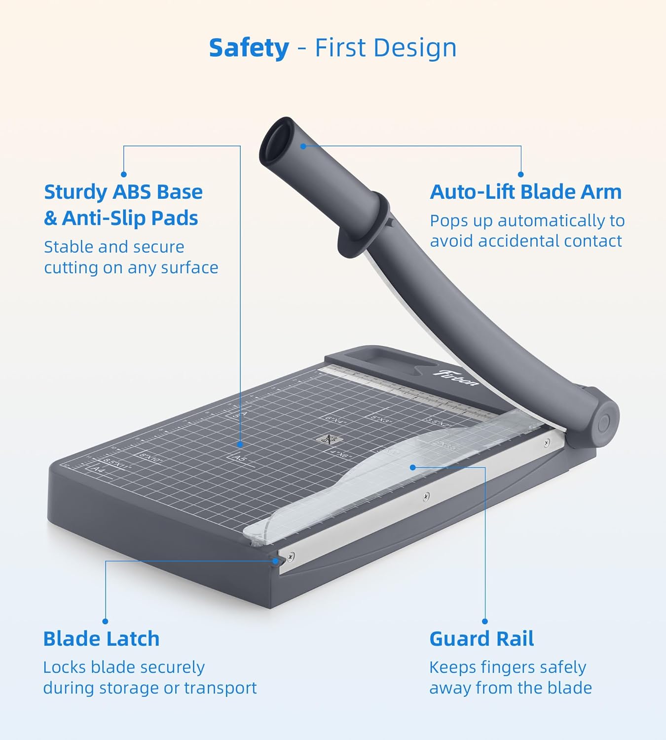 Firbon 12" Guillotine Paper Cutter, Heavy Duty 12-Sheet Capacity Trimmer for Cardstock, Photos, Scrapbooking, Office, Classroom, Studio (Gray)