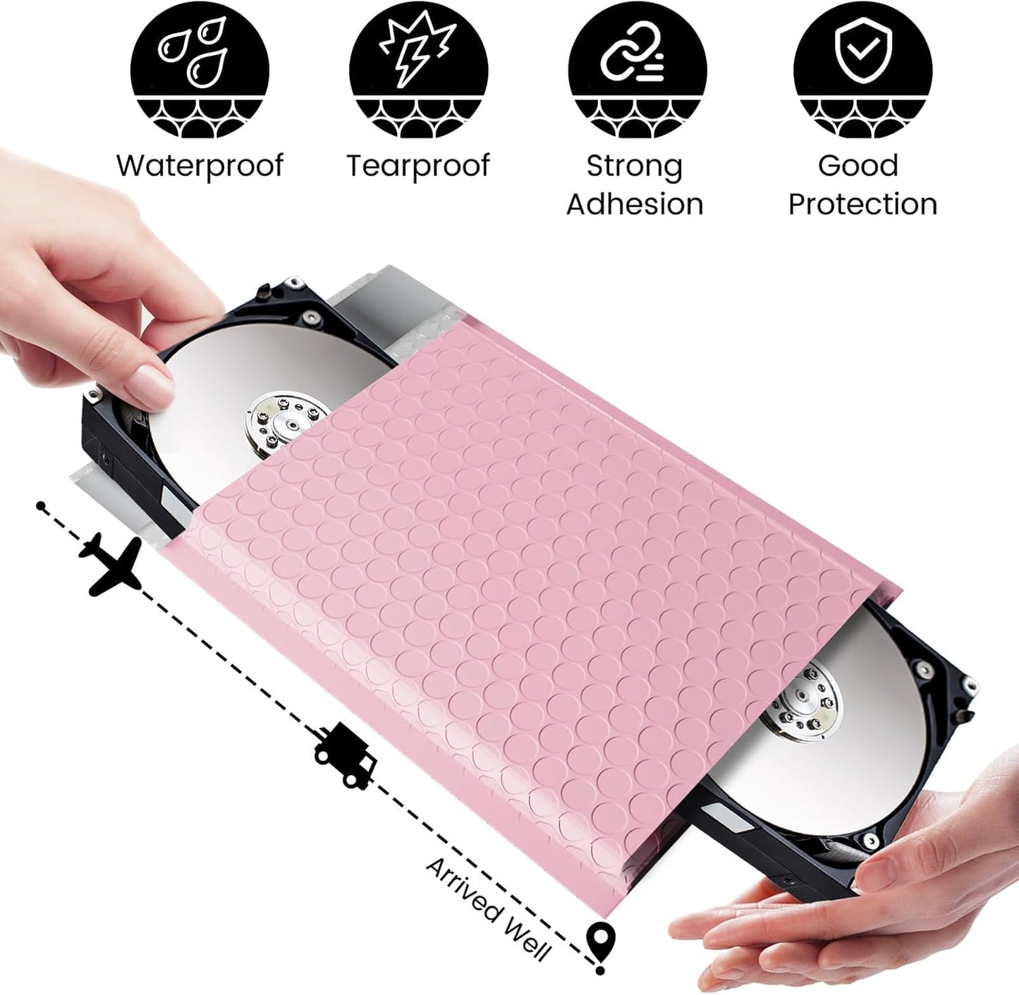 Fuxury 500 Pack Light Pink Bubble Mailers 8.5x12" Medium Opaque Bubble Envelopes Strong Adhesion Bubble Mailer Thick Padded Envelopes Mailers for Small Business Mailing Books Clothes Makeup Supplies