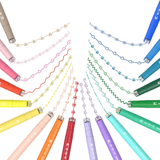 AECHY 18PCS Curve Highlighter Pen Set, Dual Tip Marker Pens with 18 Different Curve Shapes & 18 Colors Mark Lines, Aesthetic Curve Marker Highlighter for Journal Planner School Supplies
