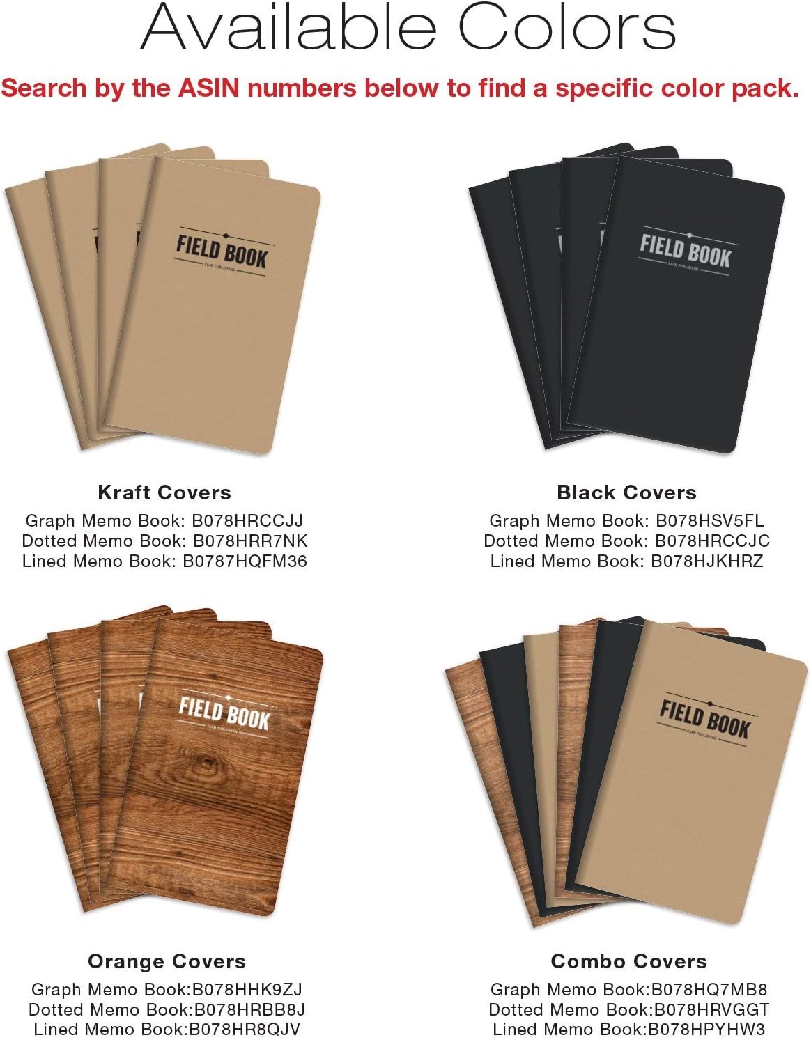 Elan Publishing Company Field Notebook/Journal - 5"x8" - Kraft - Lined Memo Book - Pack of 4