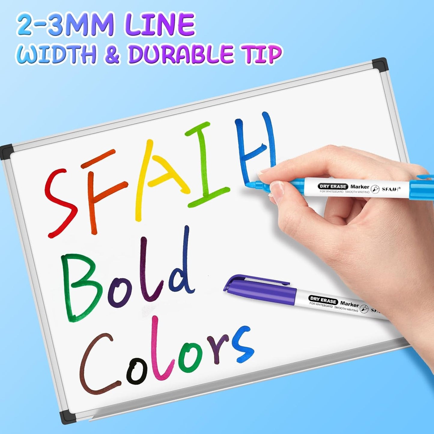 SFAIH Dry Erase Markers Fine Tip 12 Colors, 12 Pack (1 Dozen) - Low Odor Whiteboard Markers Set for Kids Art, Home Office, Calendar Planning | 5 Sizes: 12/24/48/72/144 Packs Available