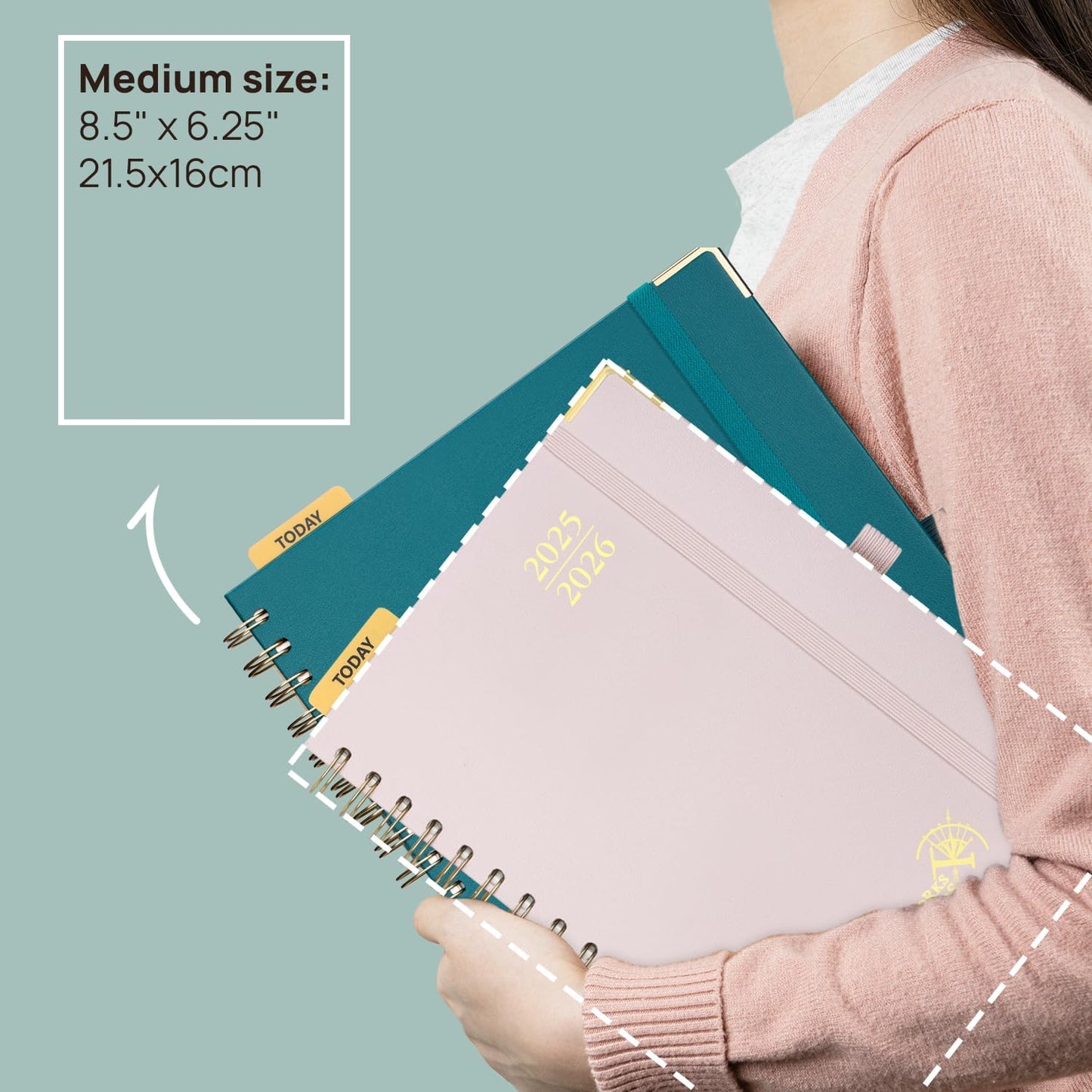 POPRUN Monthly Planner 2025-2026 Spiral Hardcover (6.25'' x 8.5''), 18 Months Calendar (Jul.2025 - Dec.2026)- 2 Pages per Month with Dotted Note Pages, Sunday Start, Laminated Tab - Violet