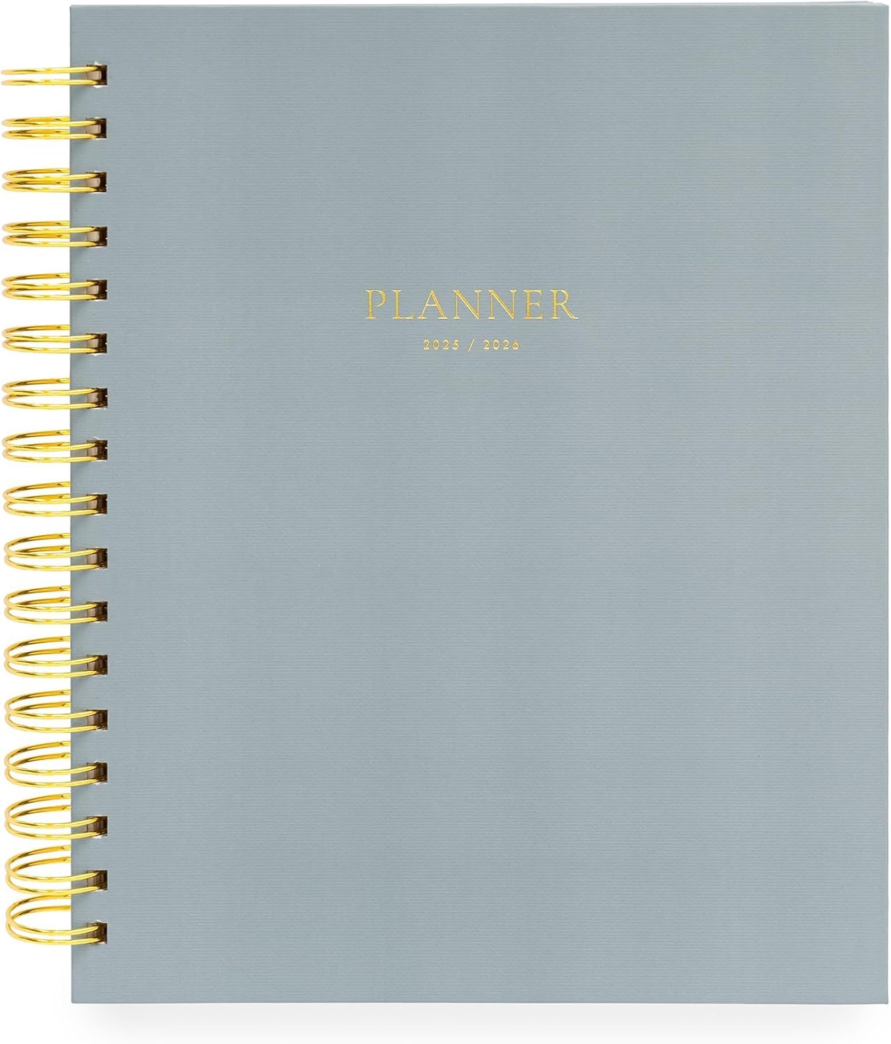 Sugar Paper 2025-2026 Signature Spiral Academic Planner, Weekly and Monthly, August 2025 to July 2026, School, College & Student Planner, 12 Month, 7.5" x 9.25", Dusty Blue