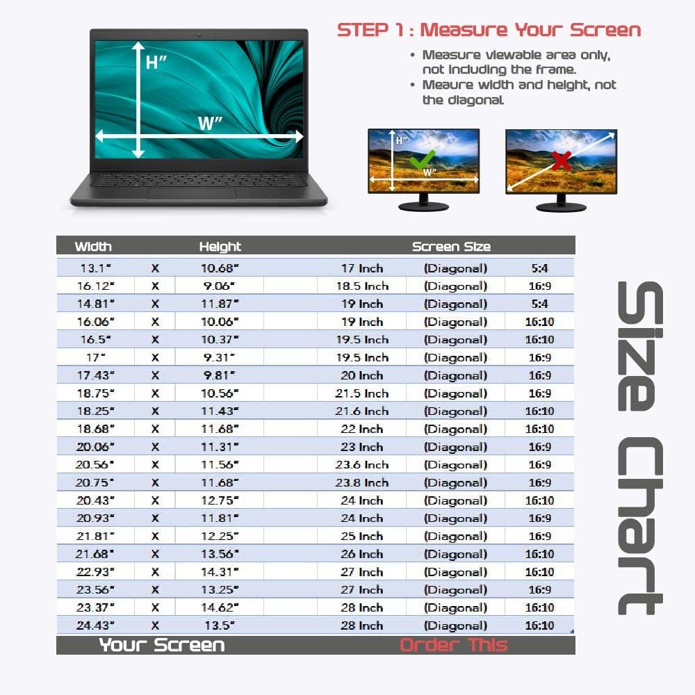 Computer Privacy Screen Filter for Widescreen Monitor - Anti-Glare, Blue Light Reduction, and Privacy Shield Protector - 23 Inch 16:9 Aspect Ratio