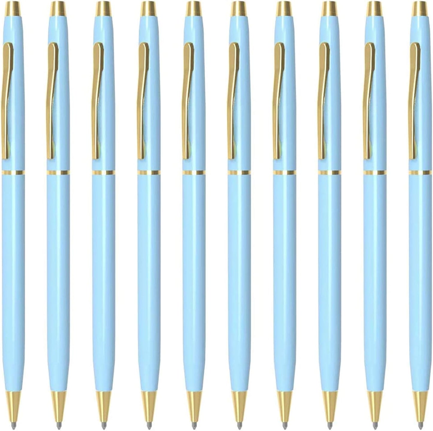 Cambond Ballpoint Pens Blue Pens - Fancy Pens Black Ink 1.0 mm Medium Metal Pen Retractable Smooth Writing for Men Women Police Uniform Office Business, 10 Pack (Blue)