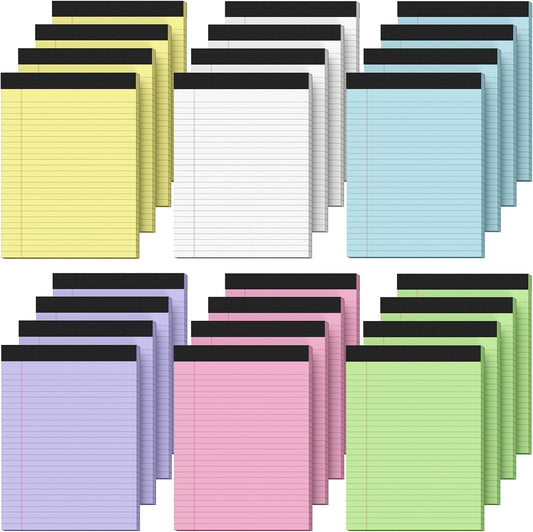 8.5 x 11 Legal Pads, Colored Legal Pads, Wide Ruled, 24 Pack Note Pads 8.5 x 11, Multicolor Perforated Note Pads with Sturdy White Back, Writing Pad,30 Sheets Per Notepad for School, Home, Office