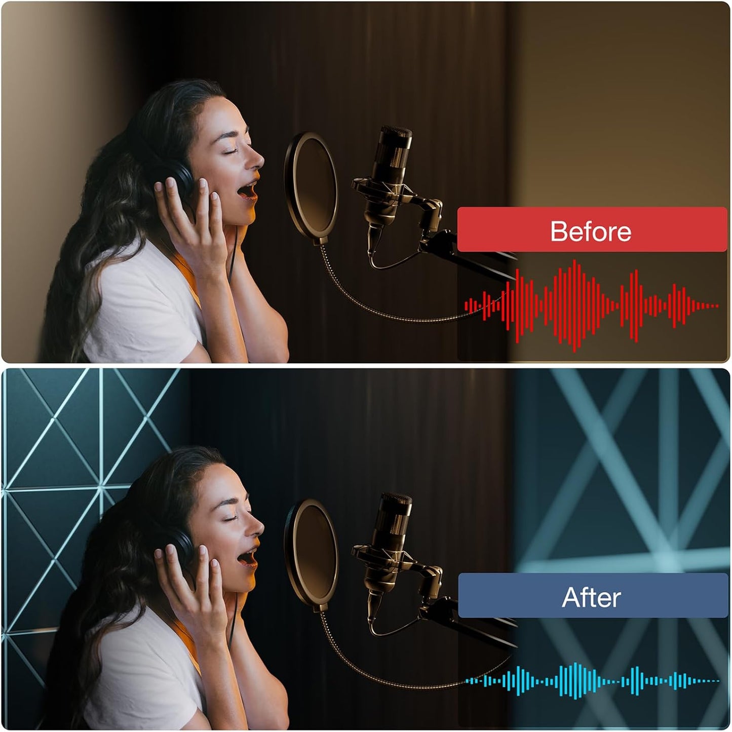 12 Pack Self-Adhesive Acoustic Panels, 12" X 12" X 0.4" X-Line Sound Proof Foam Panels for Walls, Soundproof Wall Panels for Home & Office (Black on White)