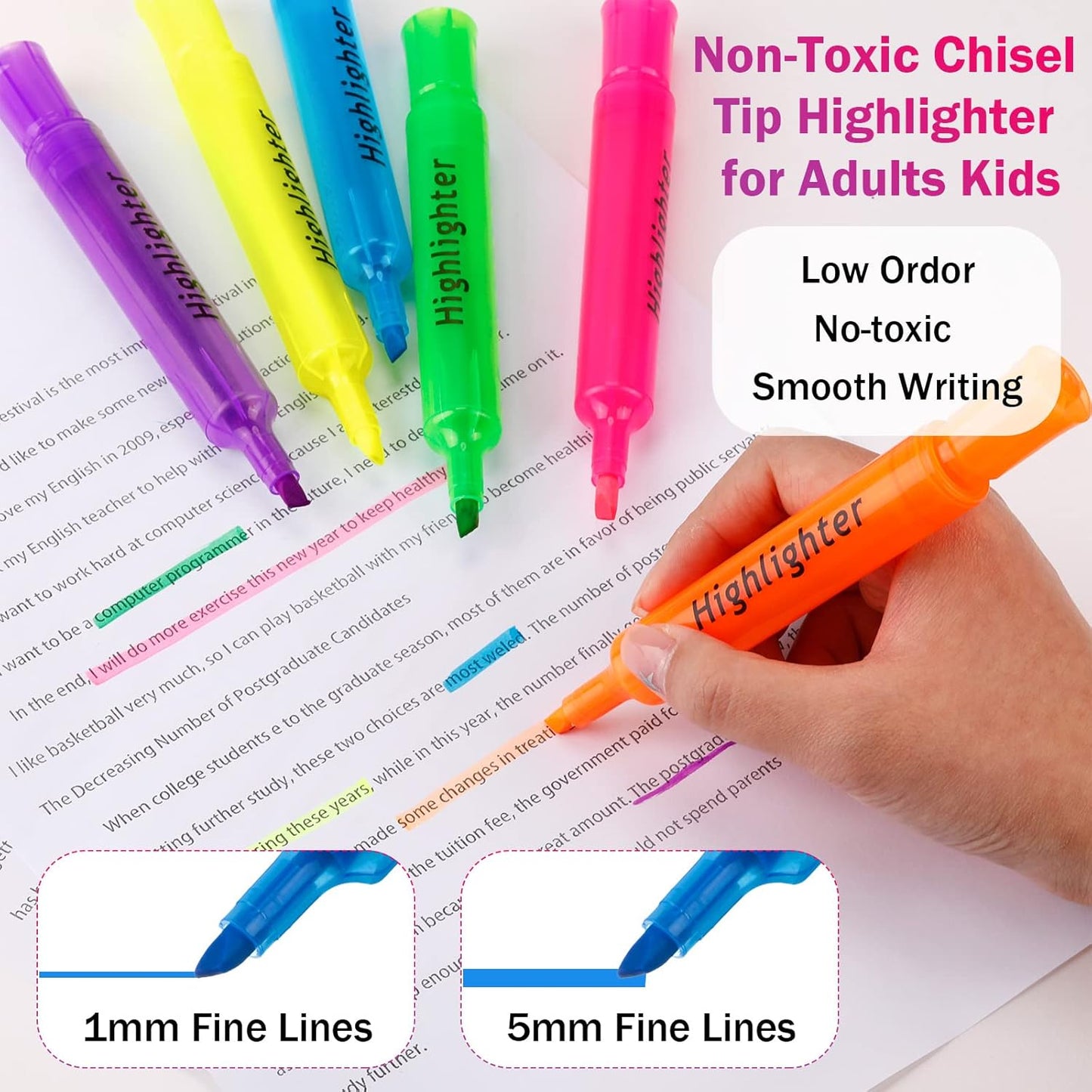 Teling 72 Pcs Highlighters Bulk Chisel Tip Tank Style Highlighters for School Classroom Assorted Color Fluorescent Pens for Office Shop