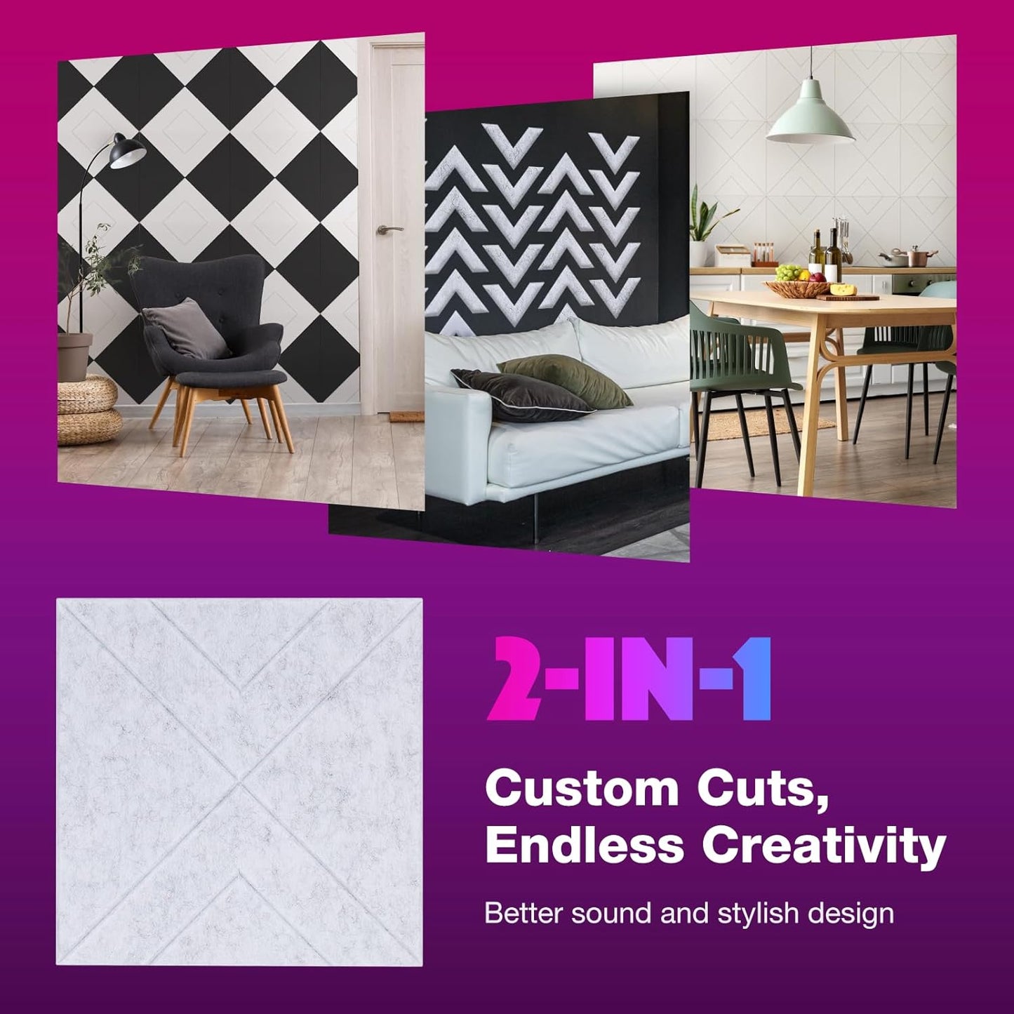 18 Pack Self-Adhesive Acoustic Panels, 12"x 12"x 0.4" Sound Absorbing Panels, High Density Square Sound Proof Noise Dampening Panels for Walls Home Studio Office, Triangle Cutting Style, Silver Gray