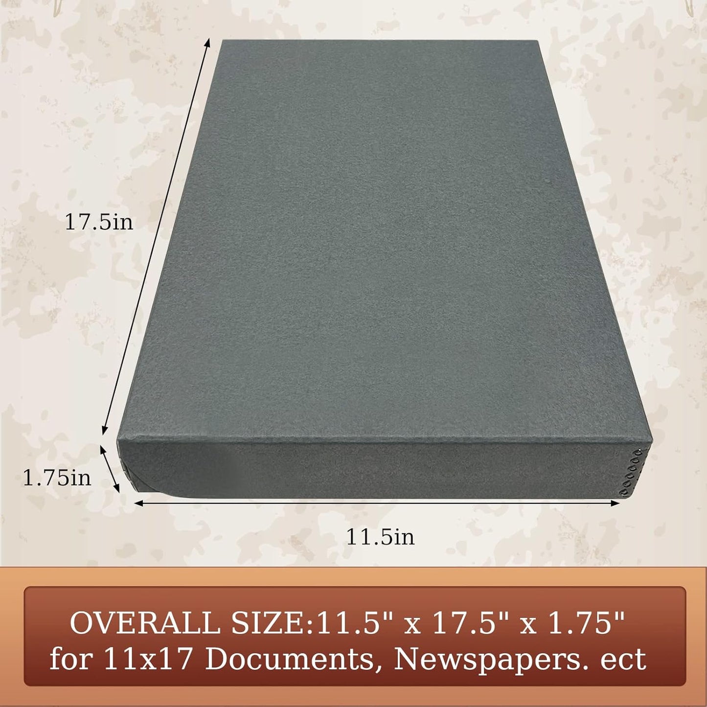 Golden State Art, Archival Folio Storage Box 11x17, Clamshell Design with Metal Edge, Preserve And Store Photos Documents Cards Prints Arts Crafts DIY, Gray