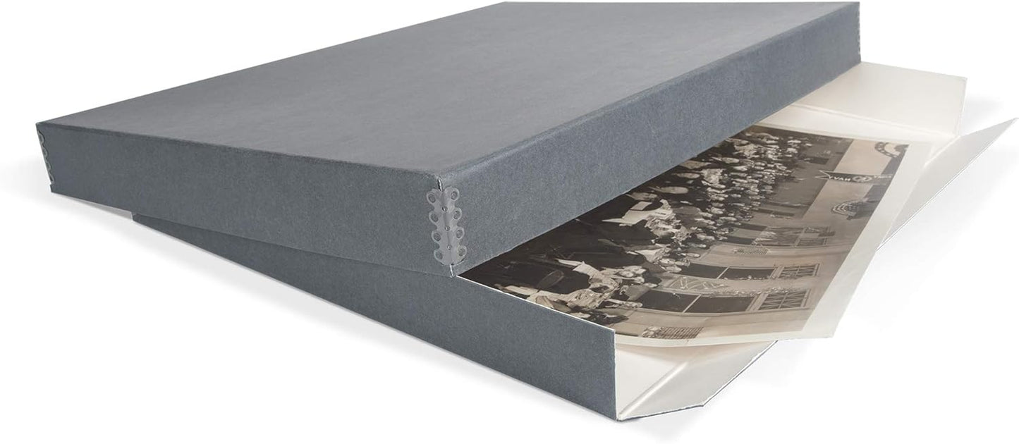 Gaylord Archival Blue/Grey Drop-Front Newspaper Preservation Box - 22 3/4W x 30 7/8L x 2 7/8" H