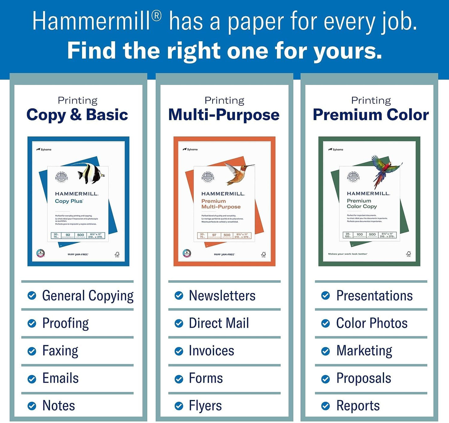 Hammermill Printer Paper, Premium Color 32 Lb Copy Paper, 8.5 x 11 - 1 Ream (500 Sheets) - 100 Bright, Made in the USA, 102630