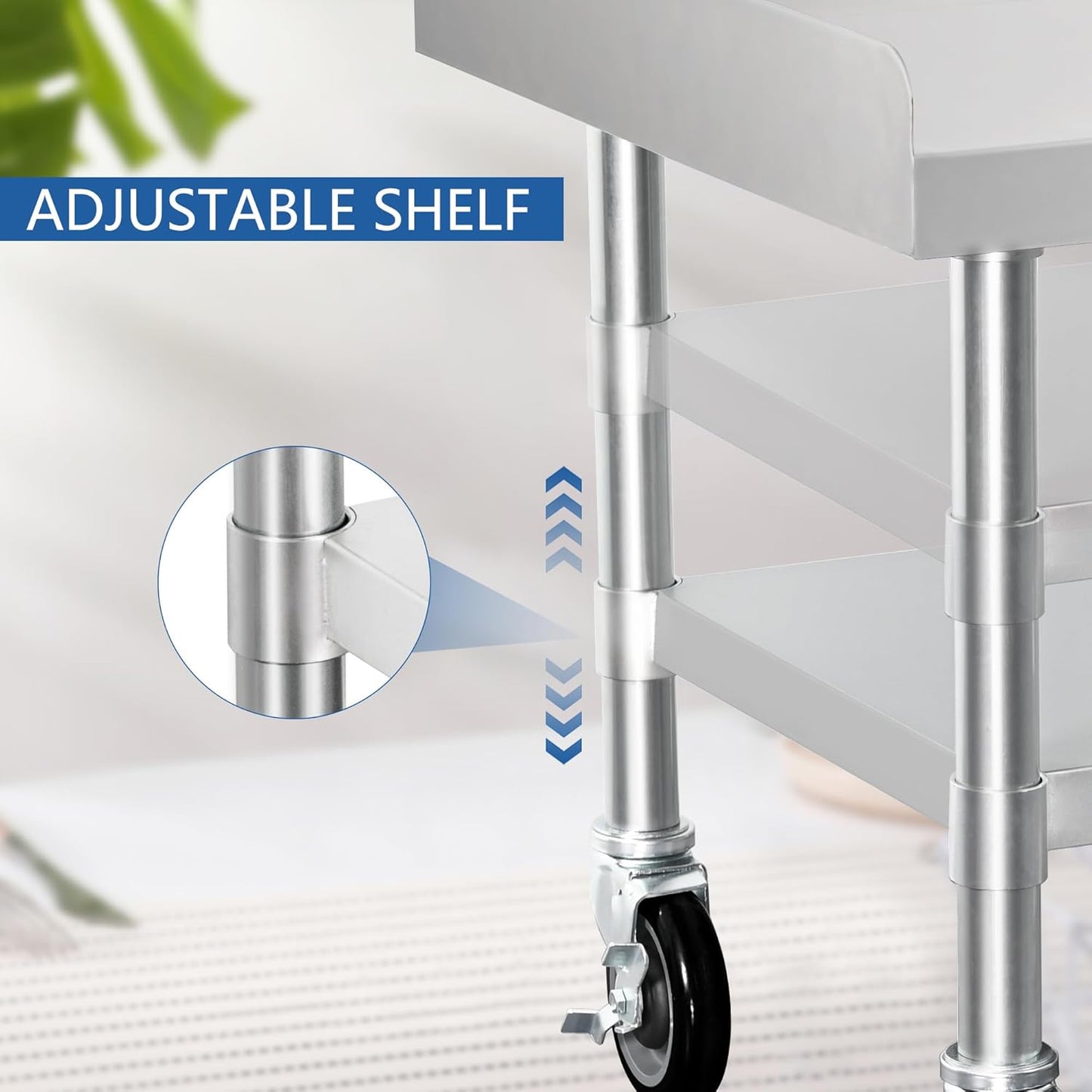 HARDURA Stainless Steel Equipment Stand Metal Prep Table with Casters 30"X 24" NSF 430 for Commercial Food Prep