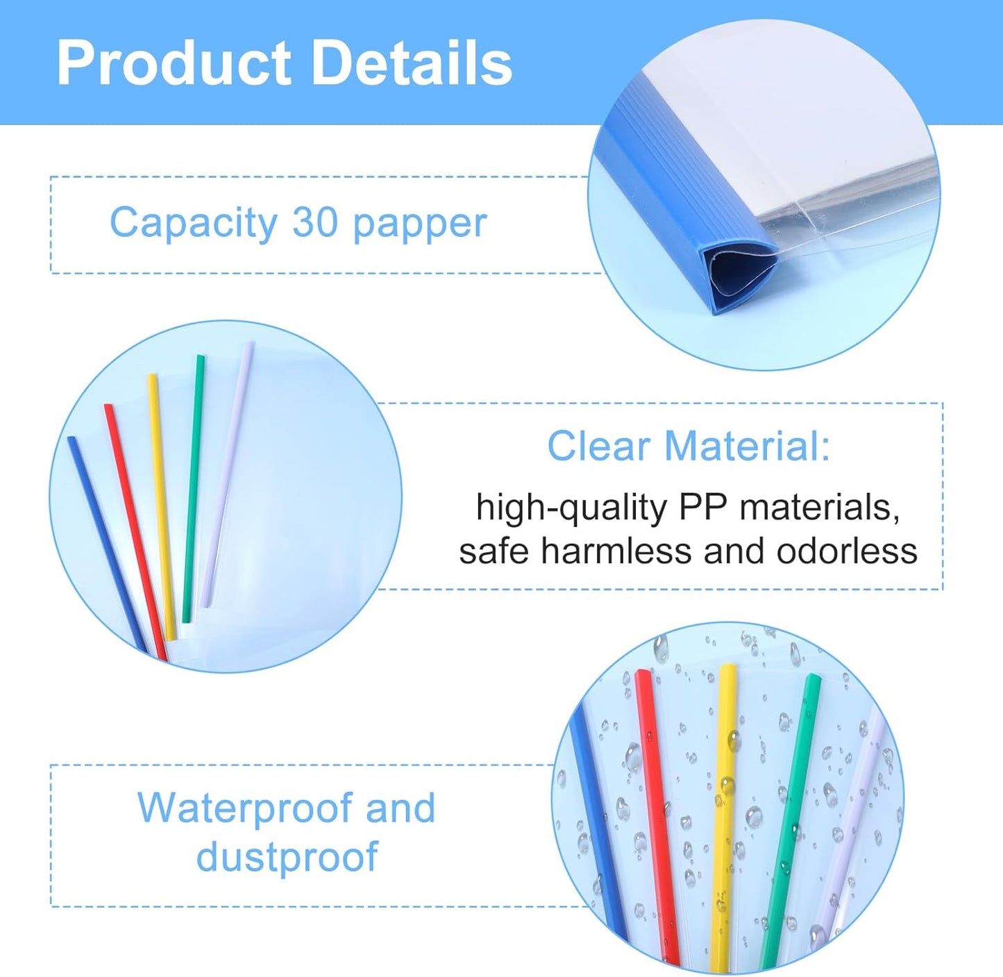 100 Pcs Clear Report Cover with Sliding Bar 30 Sheet Capacity Presentation Binder Transparent Resume Folder Plastic Folder for File Report School Office (8.8 X 12.4 Inch)