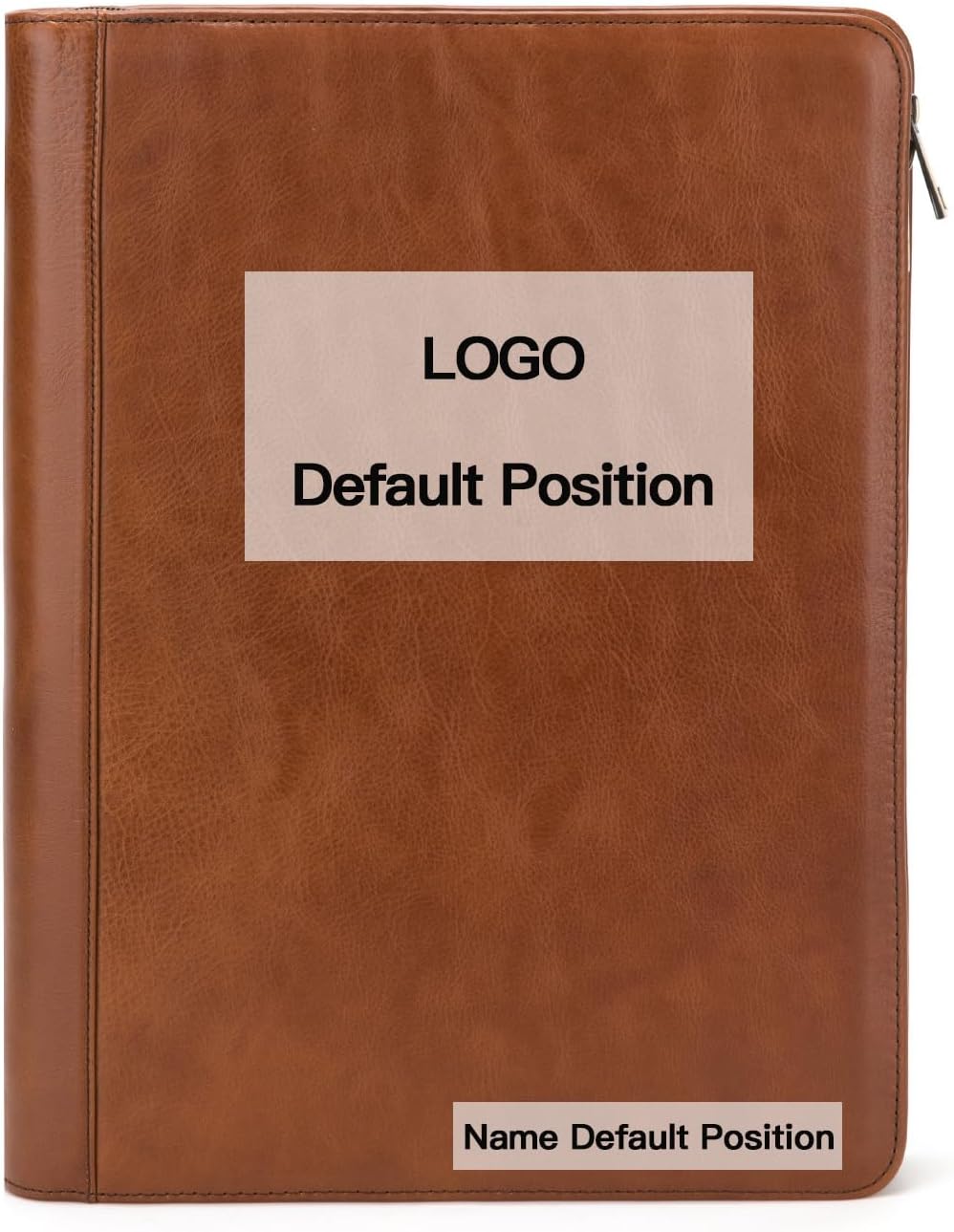 Personalized Genuine Leather Portfolio for Women and Men, Custom Engraved 8.5 x 11 Legal Padfolio, Zippered Notebook Laptop Organizer, Business Executive Folio for Work, Brown, Oil Tanned