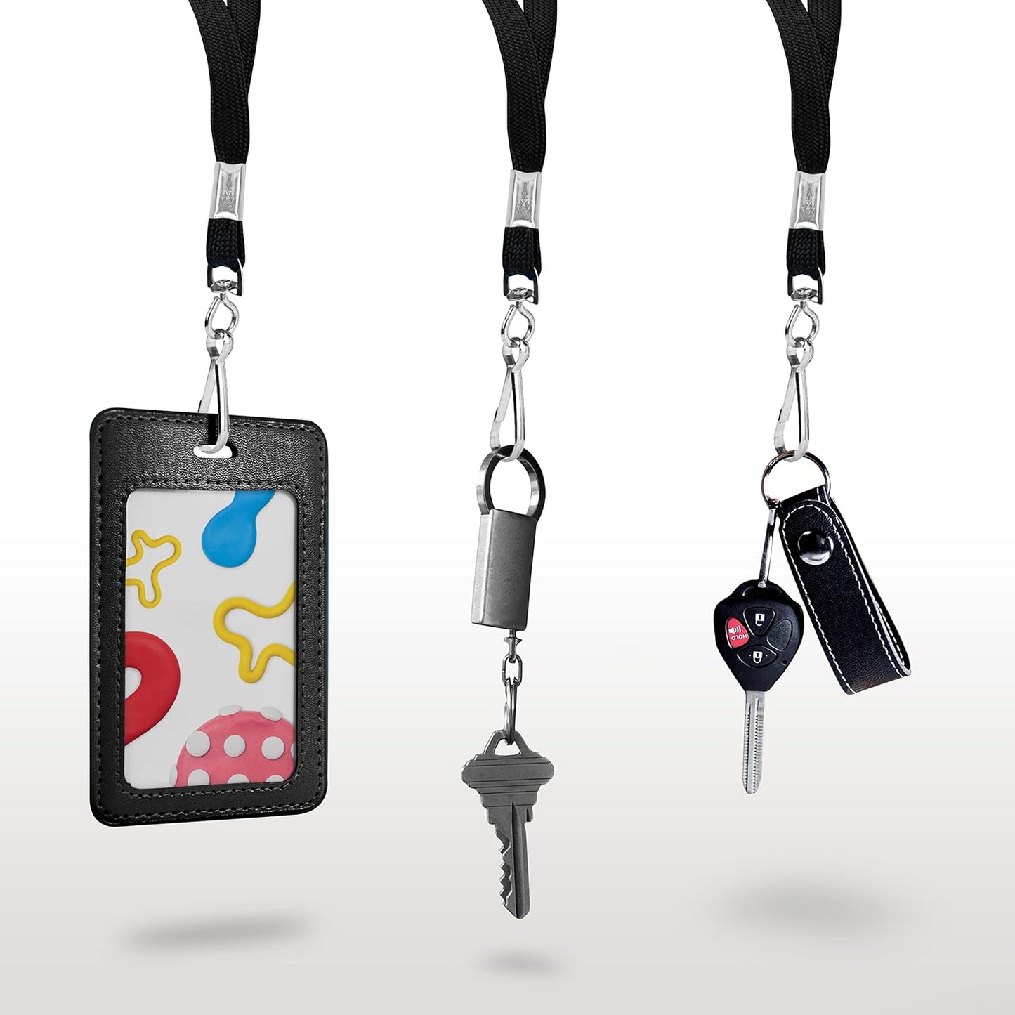 100-Pack Black Lanyards for ID Badges with Swivel J-Hooks - Versatile Neck Lanyard for Keys, Card Holders, Whistles, and More - Ideal for Offices, Teachers, Kids, and Cruise Ship Cards