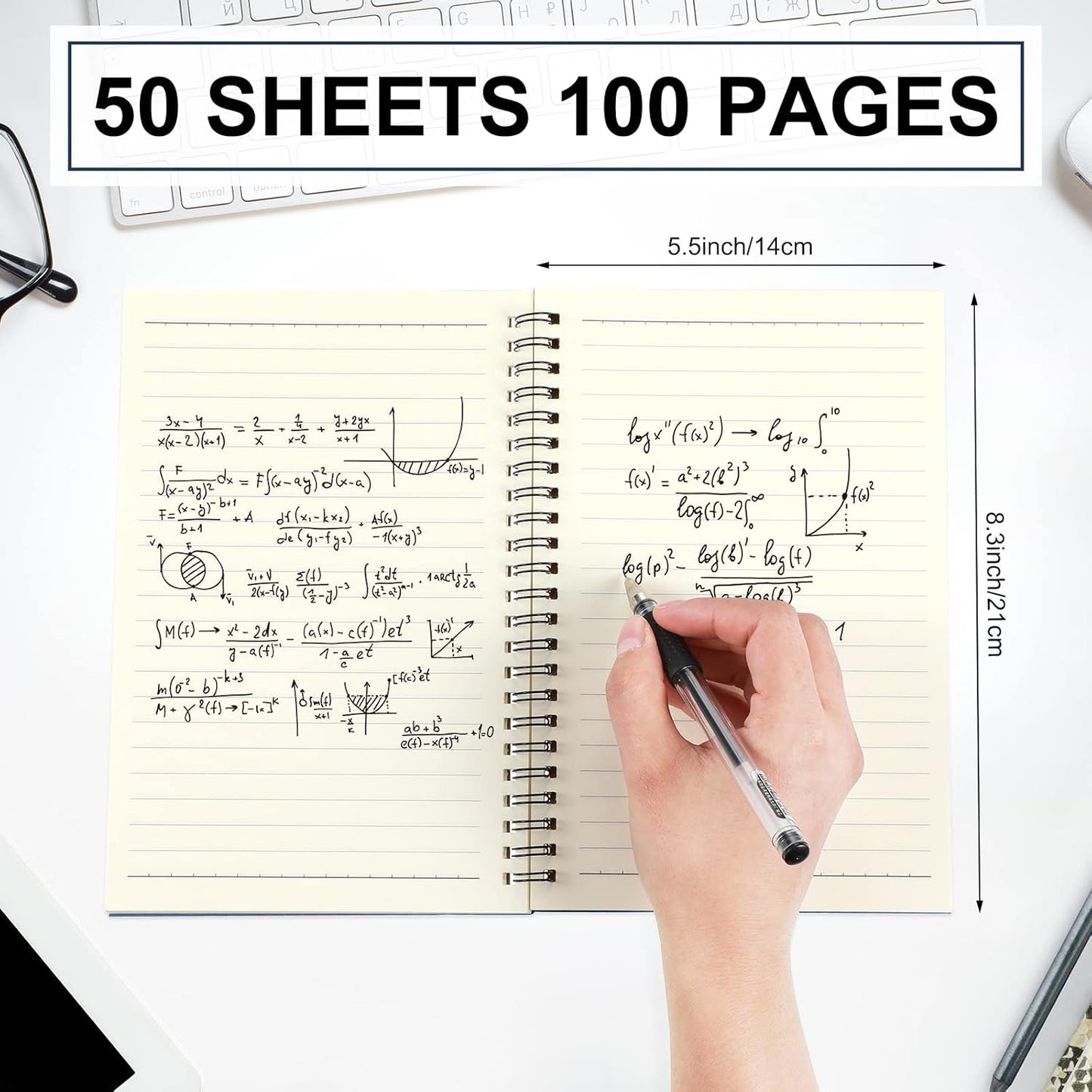 Yahenda Spiral Notebook Bulk A5 Journal Lined 8.3'' x 5.5'' Writing Composition Paper Small Notepad Subject Notebook for Students Office Business Back to School Supplies(Deep Blue,54 Pcs)