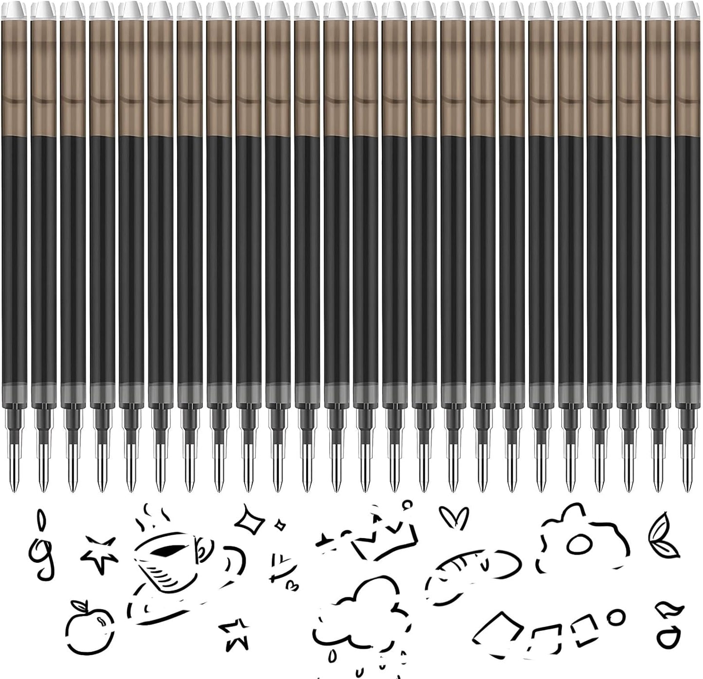 0.7 mm Erasable Gel Ink Pen Refills Compatible with Frixion Friction, Smooth Writing Multicolor Retractable Fine Point Pen Refill for School Office Home Art (Black, 24)