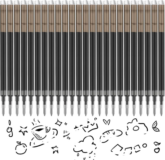 0.7 mm Erasable Gel Ink Pen Refills Compatible with Frixion Friction, Smooth Writing Multicolor Retractable Fine Point Pen Refill for School Office Home Art (Black, 24)